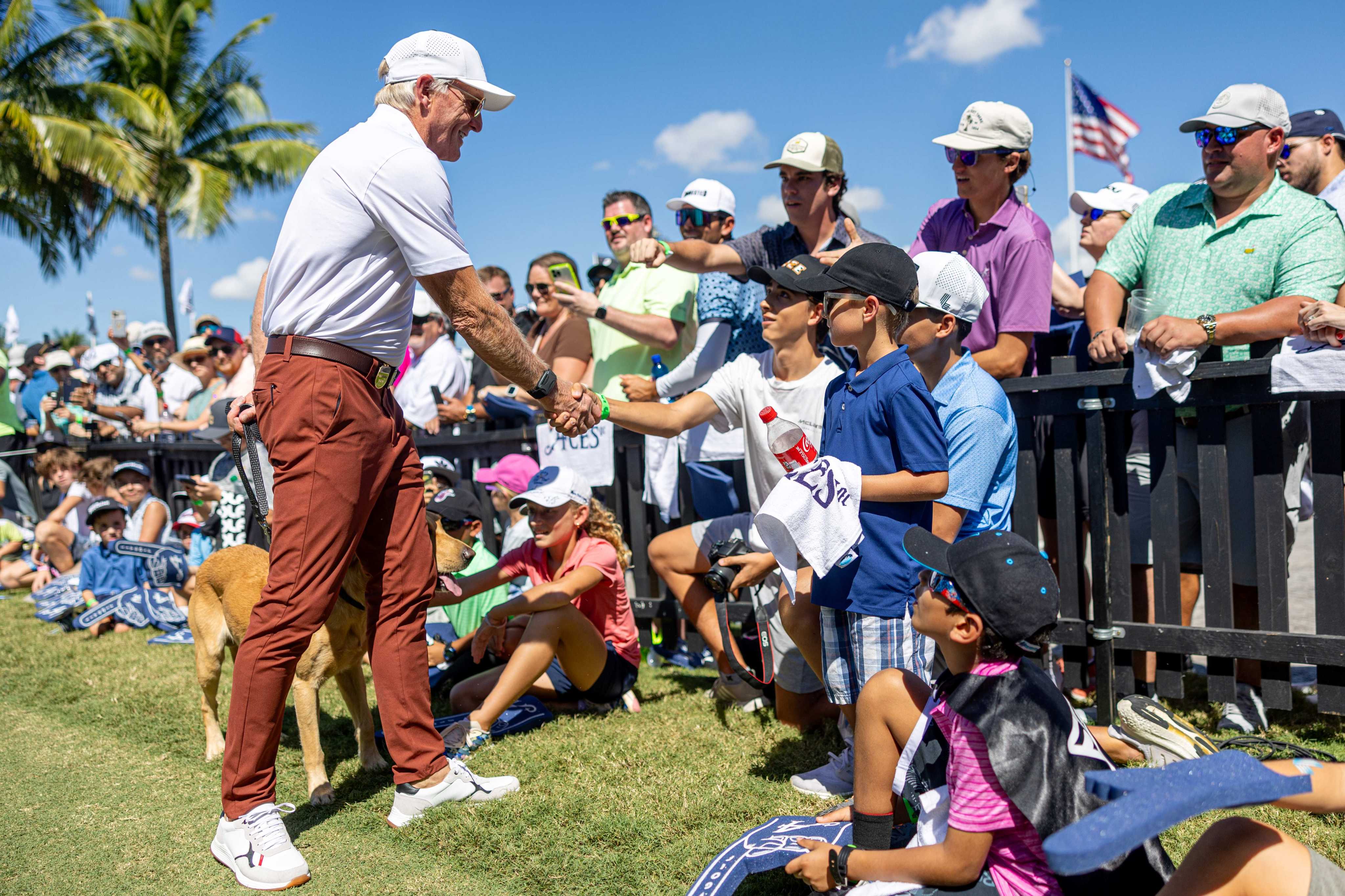 Greg Norman (left) has left LIV Golf after four years. Photo: LIV Golf
