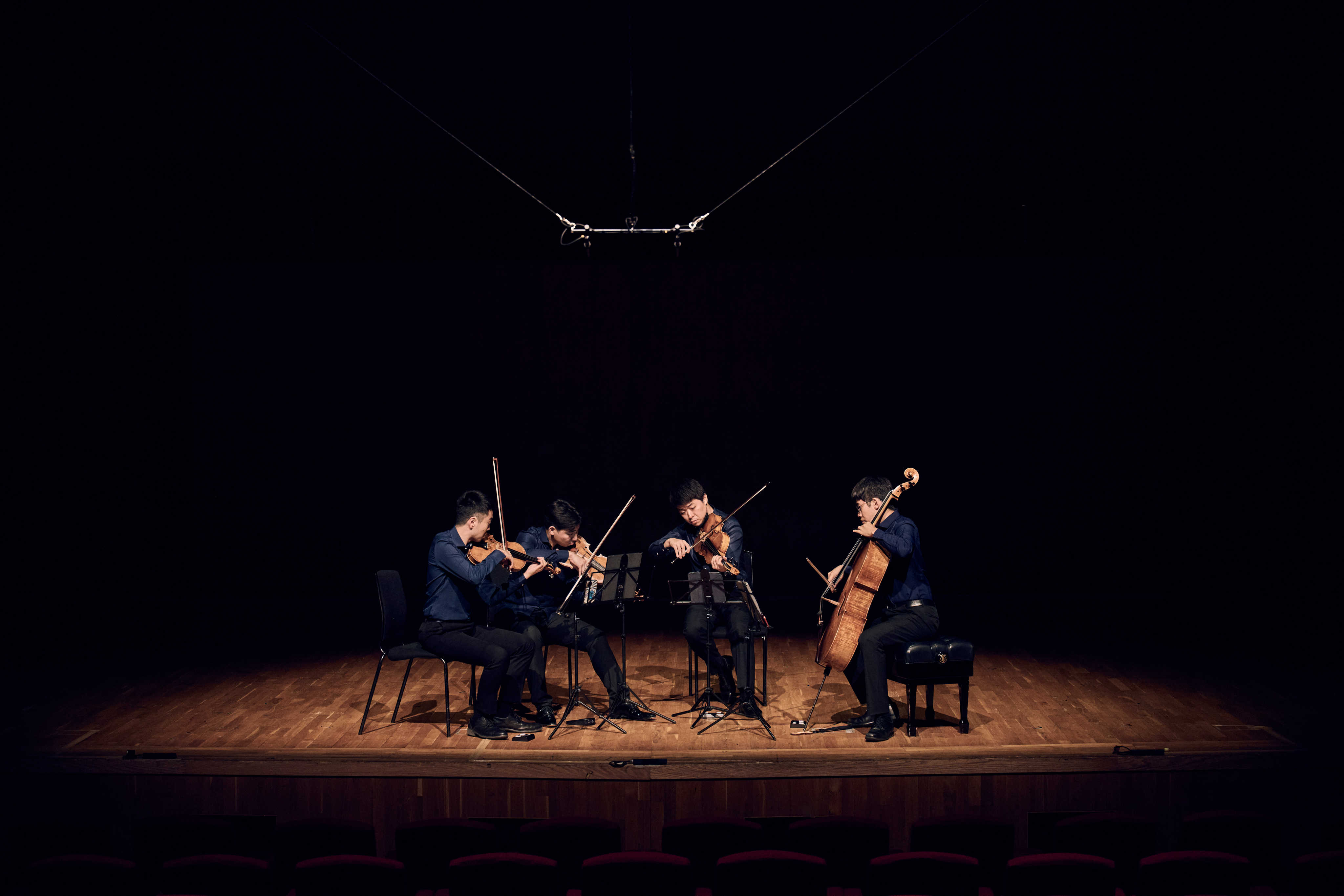 The Cong Quartet is currently made up of violinist Francis Chik Yiu-ting and Fan hiu-sing, violist Caleb Wong and cellist Cheng Yan-ho (From left to right) (Photo: Calvin Sit)