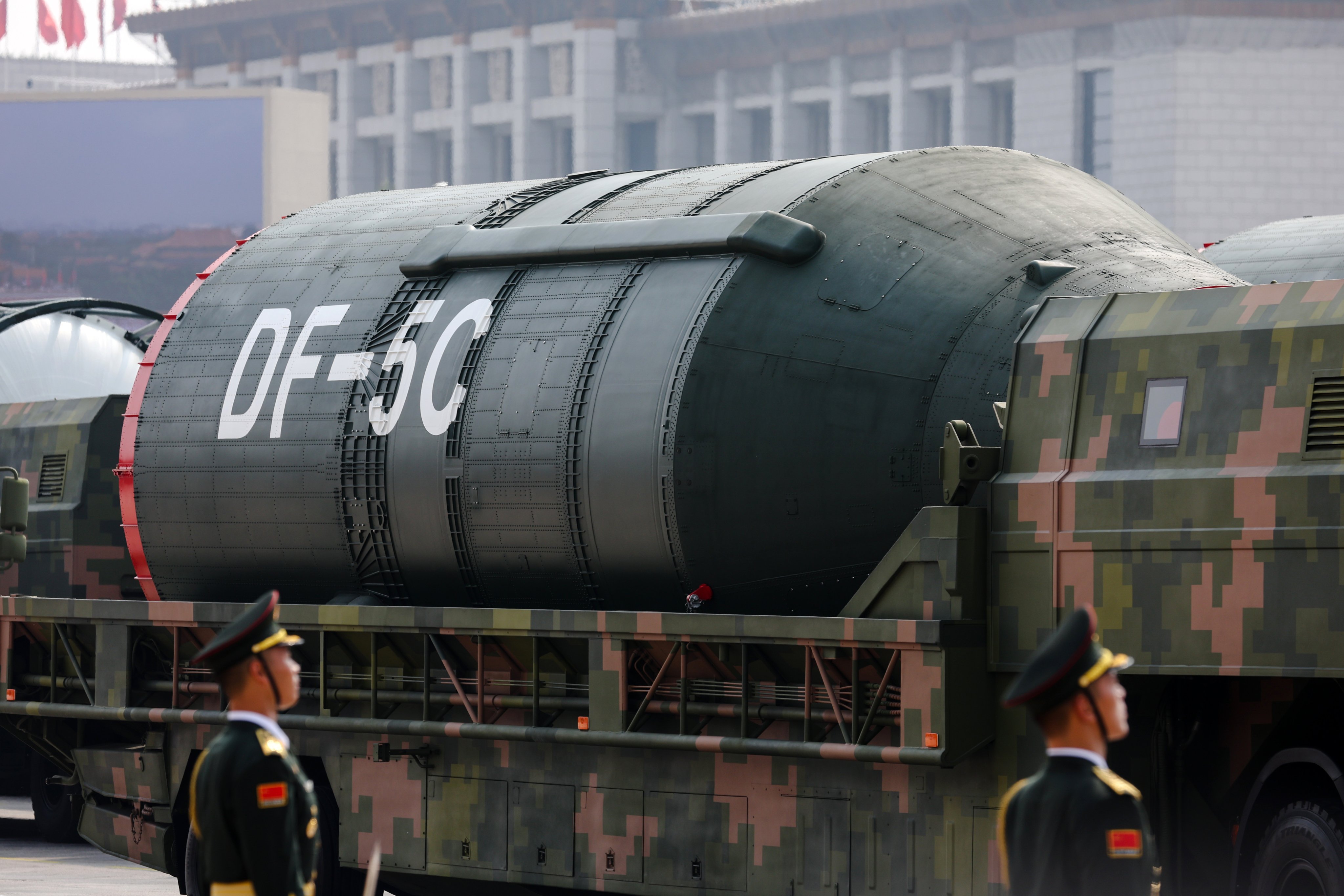 The new DF-5C liquid-fuel intercontinental strategic nuclear missile was unveiled at last week’s Victory Day parade in Beijing. Photo: EPA
