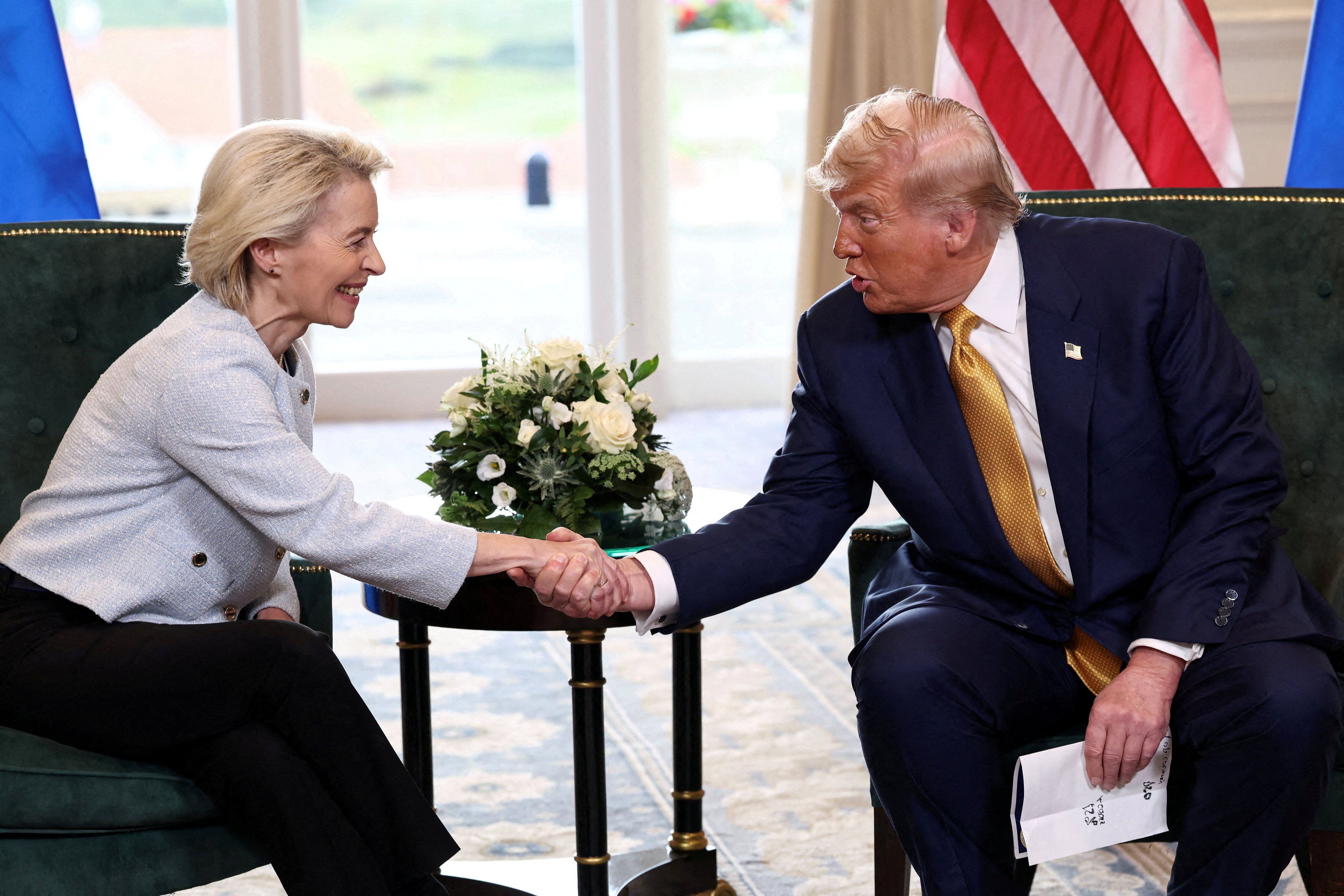 EC President Ursula von der Leyen and US President Donald Trump at the Trump Turnberry golf course in Scotland in July. Photo: Reuters