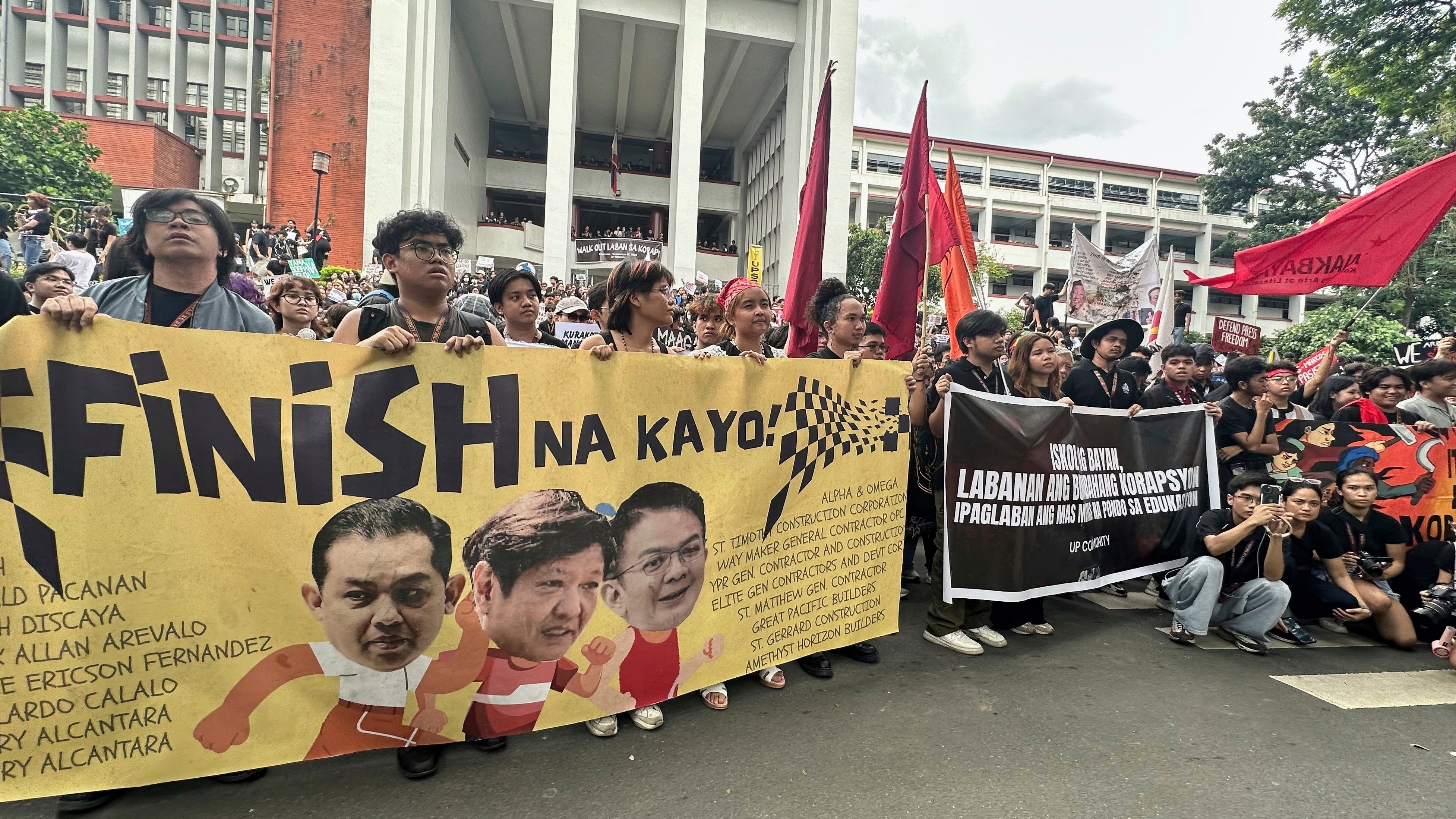 Students at the University of the Philippines protest against corruption in government projects in Manila on Friday. Photo: AP