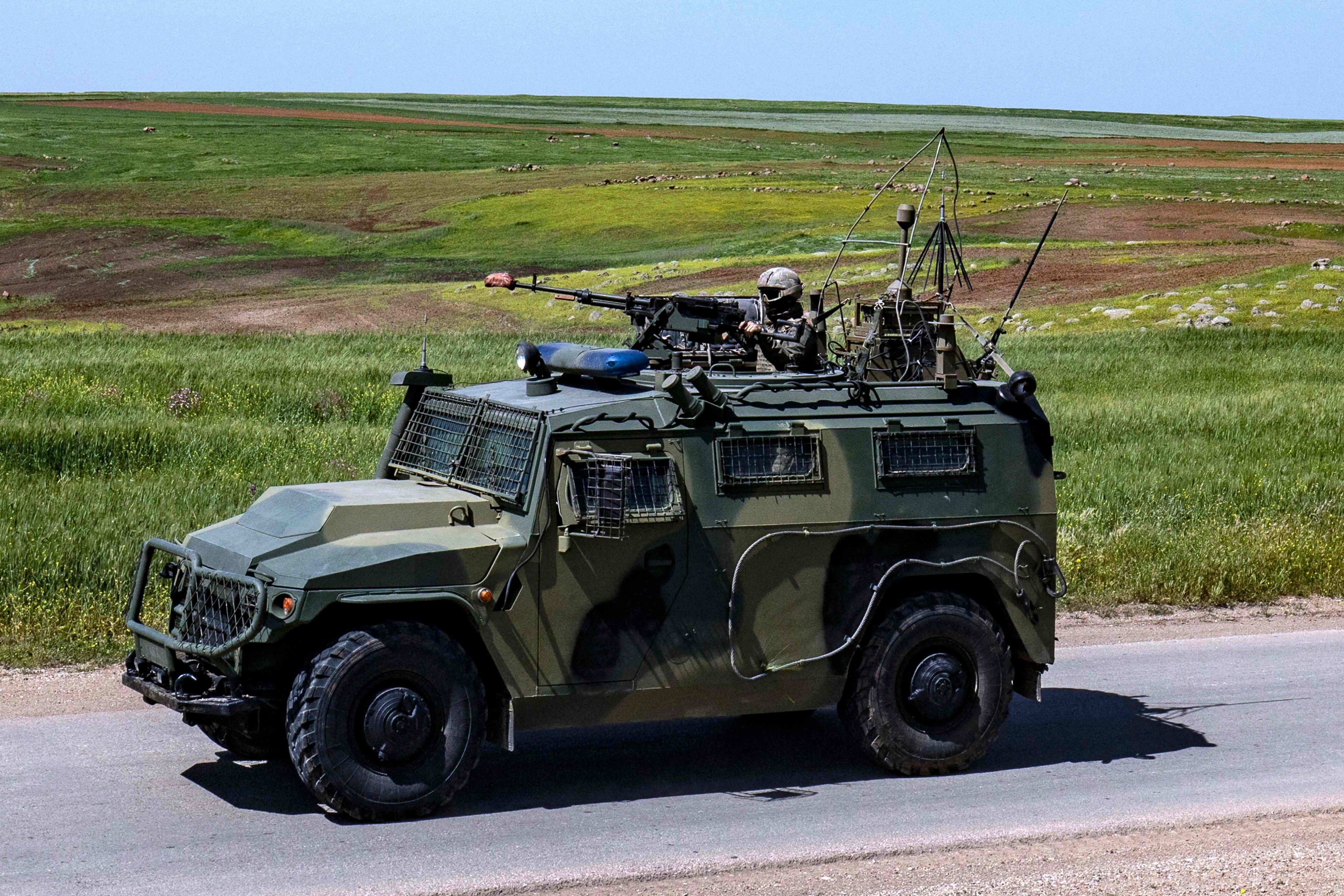 Turkish and Russian soldiers patrol Rumaylan, Syria’s northeastern Hasakeh province, in 2023. Photo: AFP