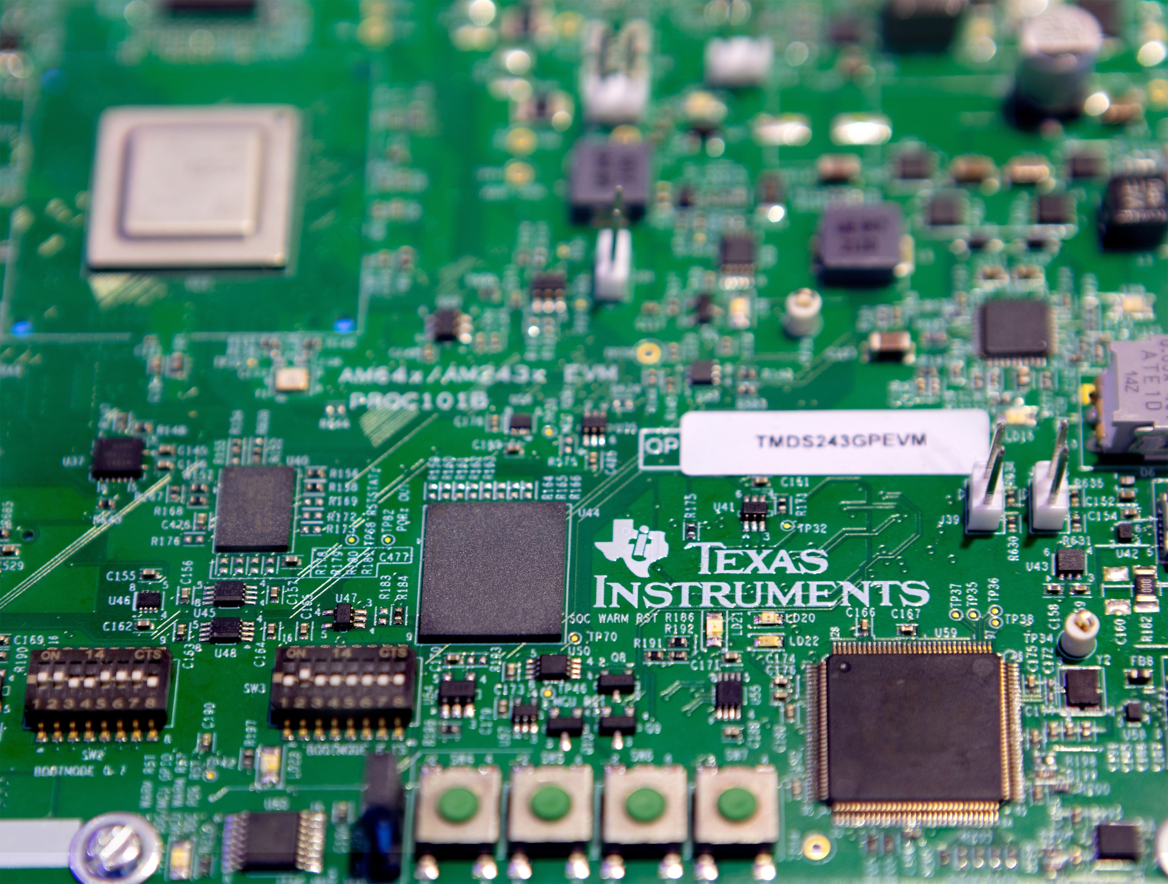 A Texas Instruments sign is seen on a Simple Open Real-Time Ethernet device during the fifth China International Import Expo.  Photo: Shutterstock