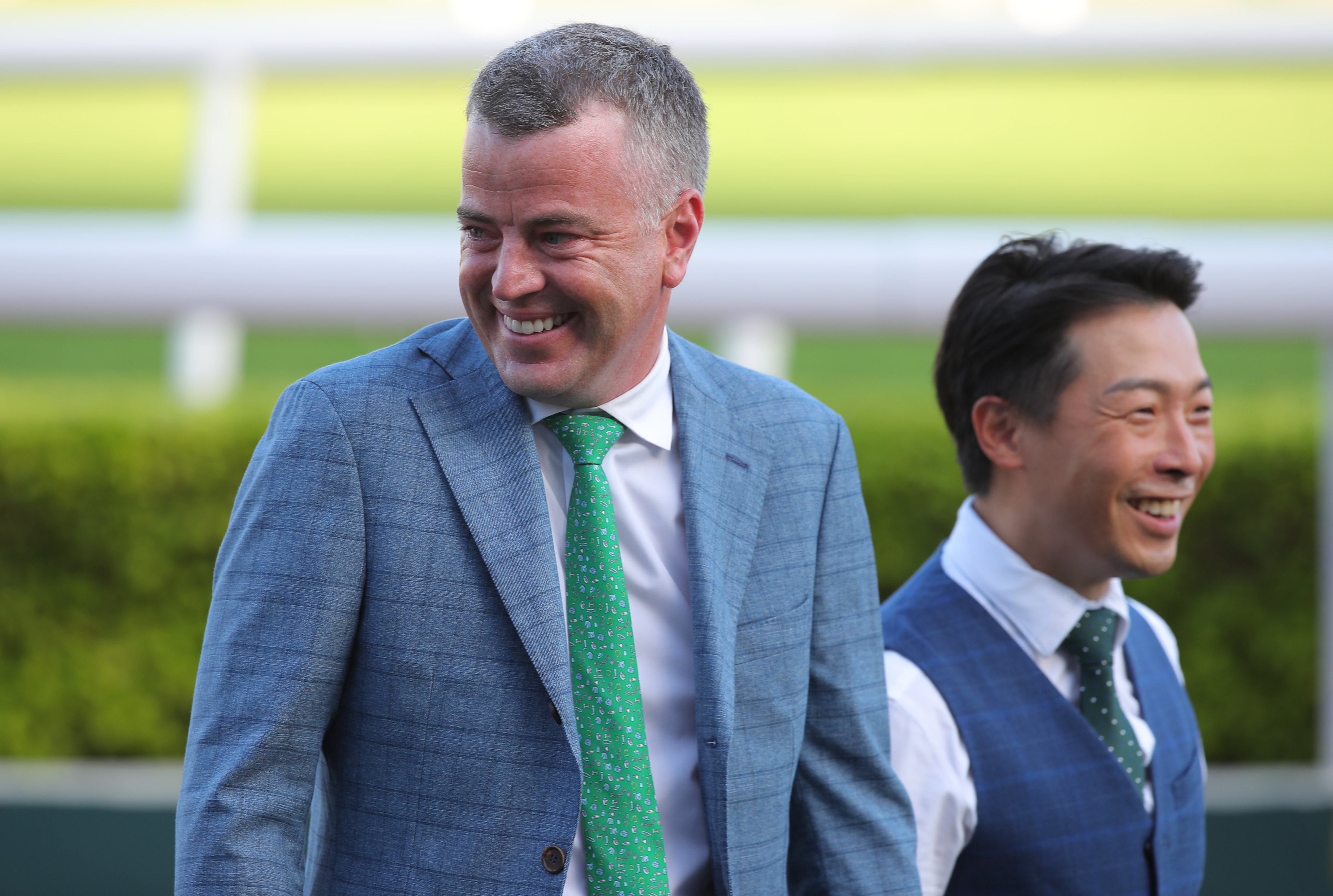 Trainer Jamie Richards is all smiles after Jubilant Winner’s victory. Photos: Kenneth Chan