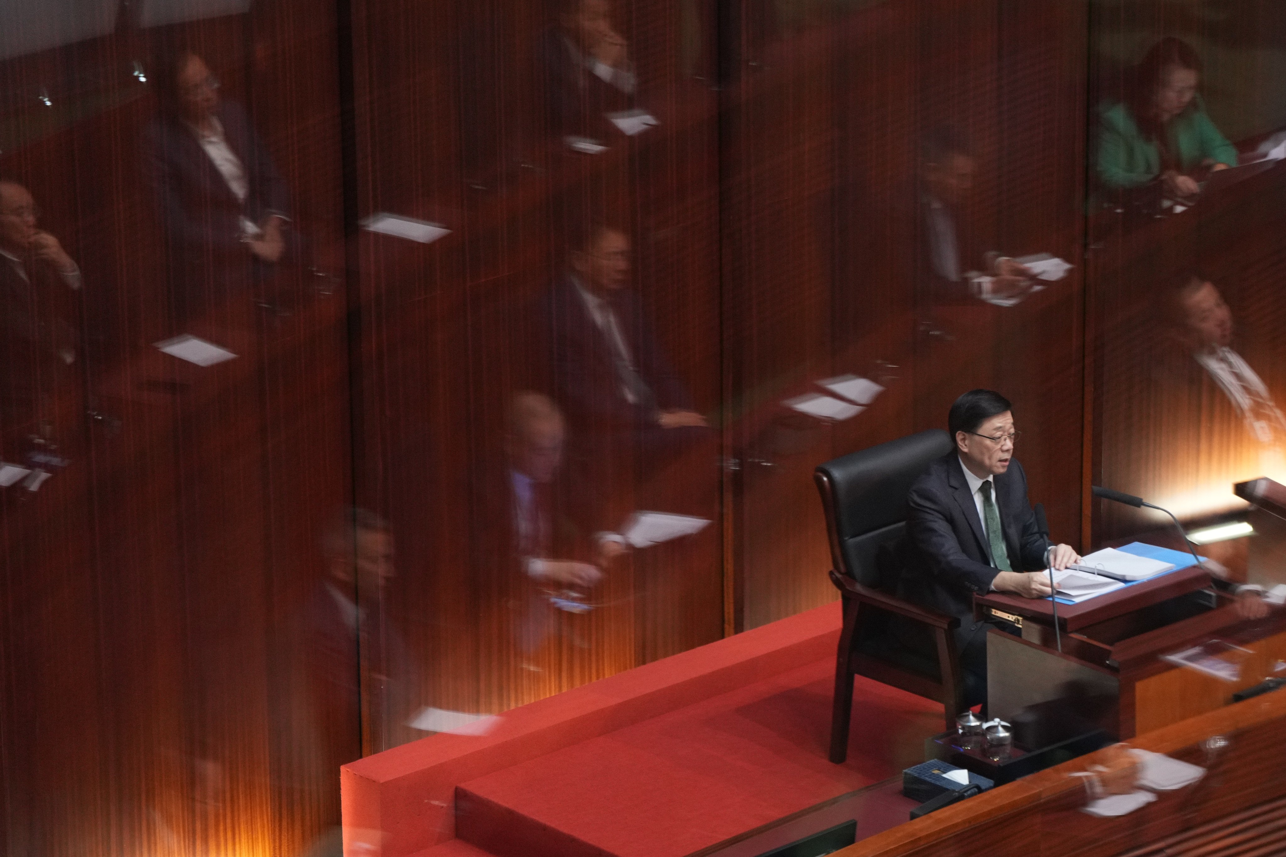 Chief Executive John Lee Ka-chiu delivering his 2024 policy address. Photo: Eugene Lee