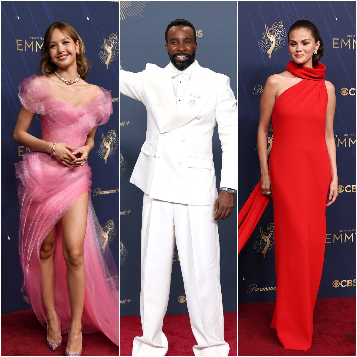 Blackpink’s Lisa, Tramell Tillman and Selena Gomez at the 2025 Emmys. Photos: AP; Getty Images via AFP; TNS