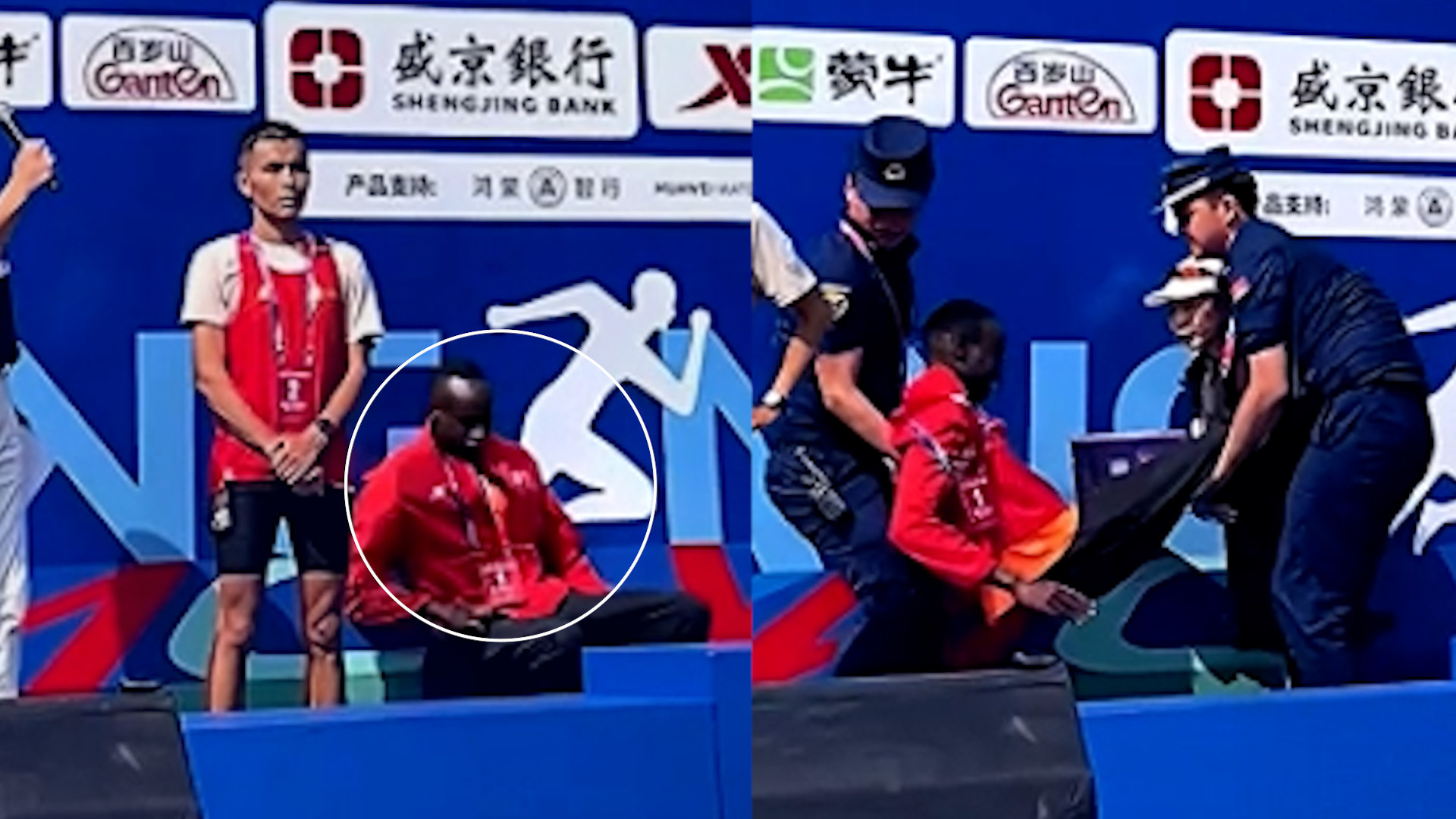 Marathon winner in China faints on podium
