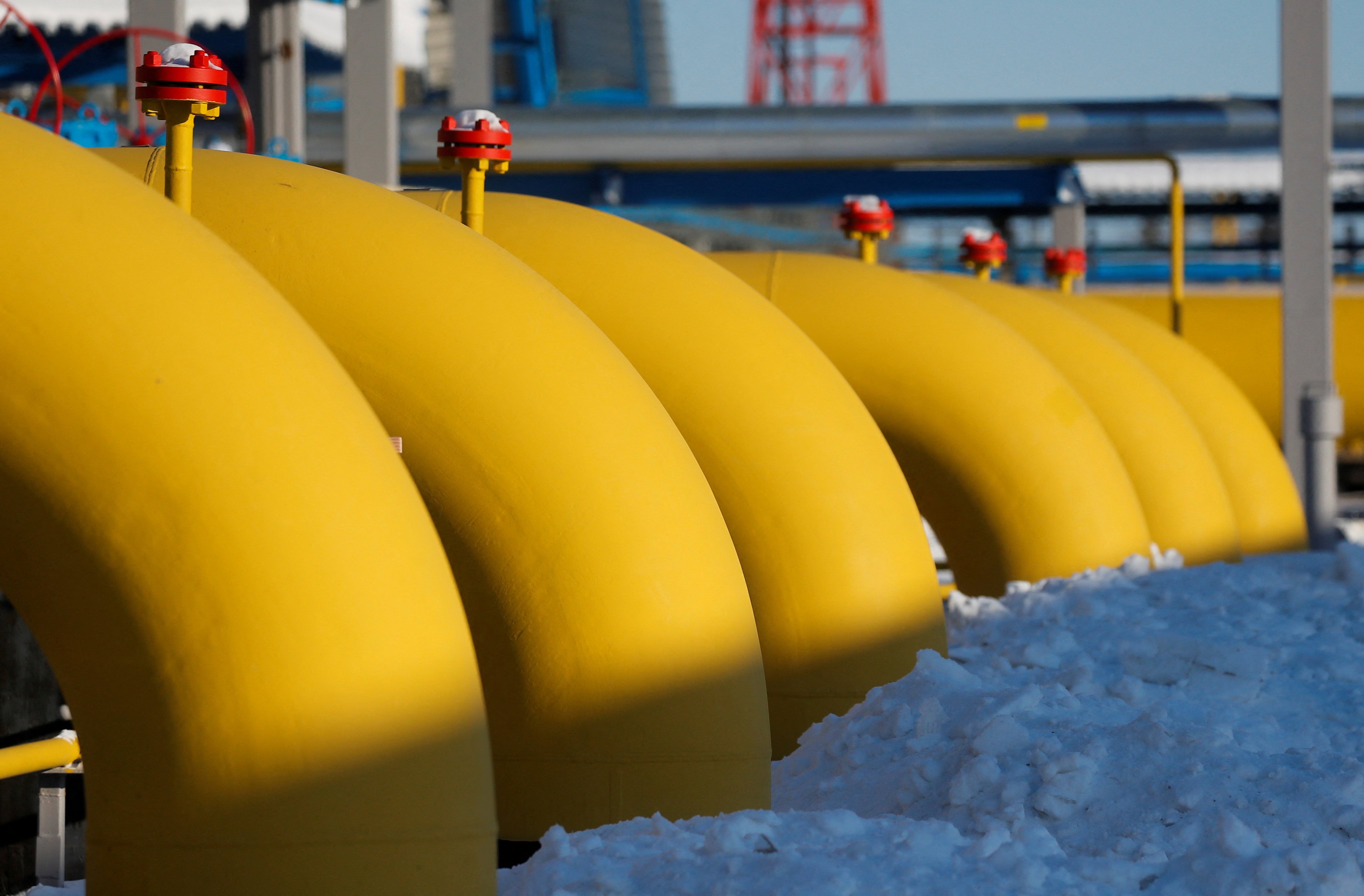 Gas pipelines are seen at the Atamanskaya compressor station, part of Gazprom’s Power Of Siberia project, outside the far eastern town of Svobodny, Russia, in November 2019. Photo: Reuters