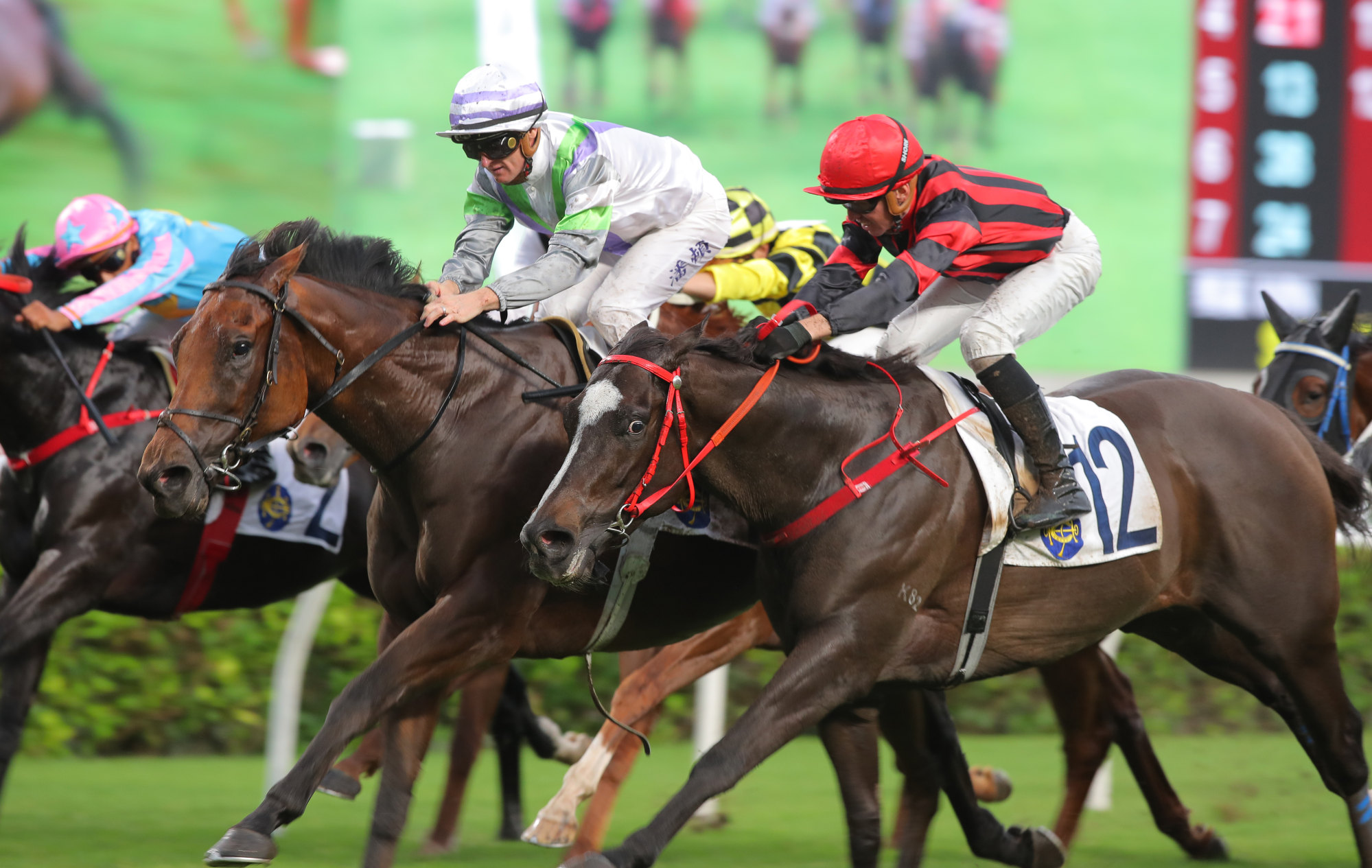 Light Years Charm (centre) holds off Mickley to win at Sha Tin in July. Light Years Charm (centre) holds off Mickley to win at Sha Tin in July.