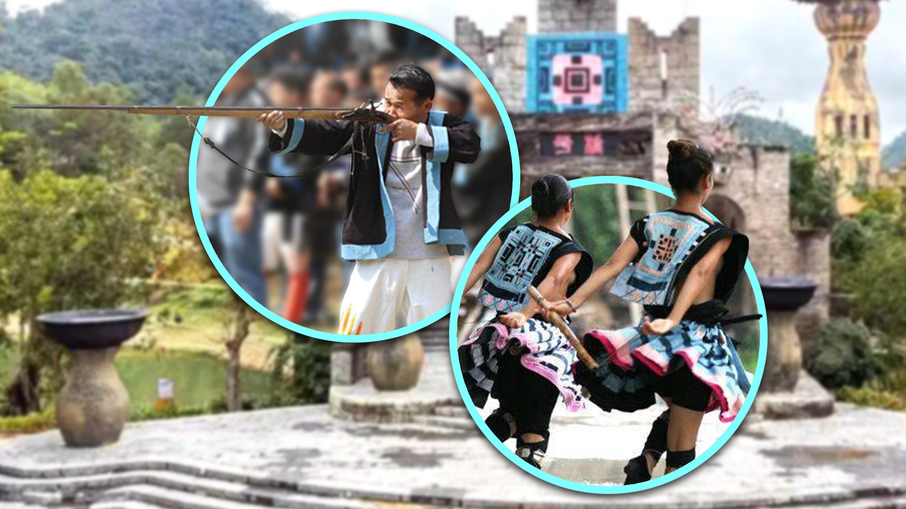 The White Trousers Yao tribe, China’s last legally armed tribe, is known for its unique dress and customs, and men are allowed to carry guns for hunting. Photo: SCMP composite/Baidu/Douyin/gx.cri.cn