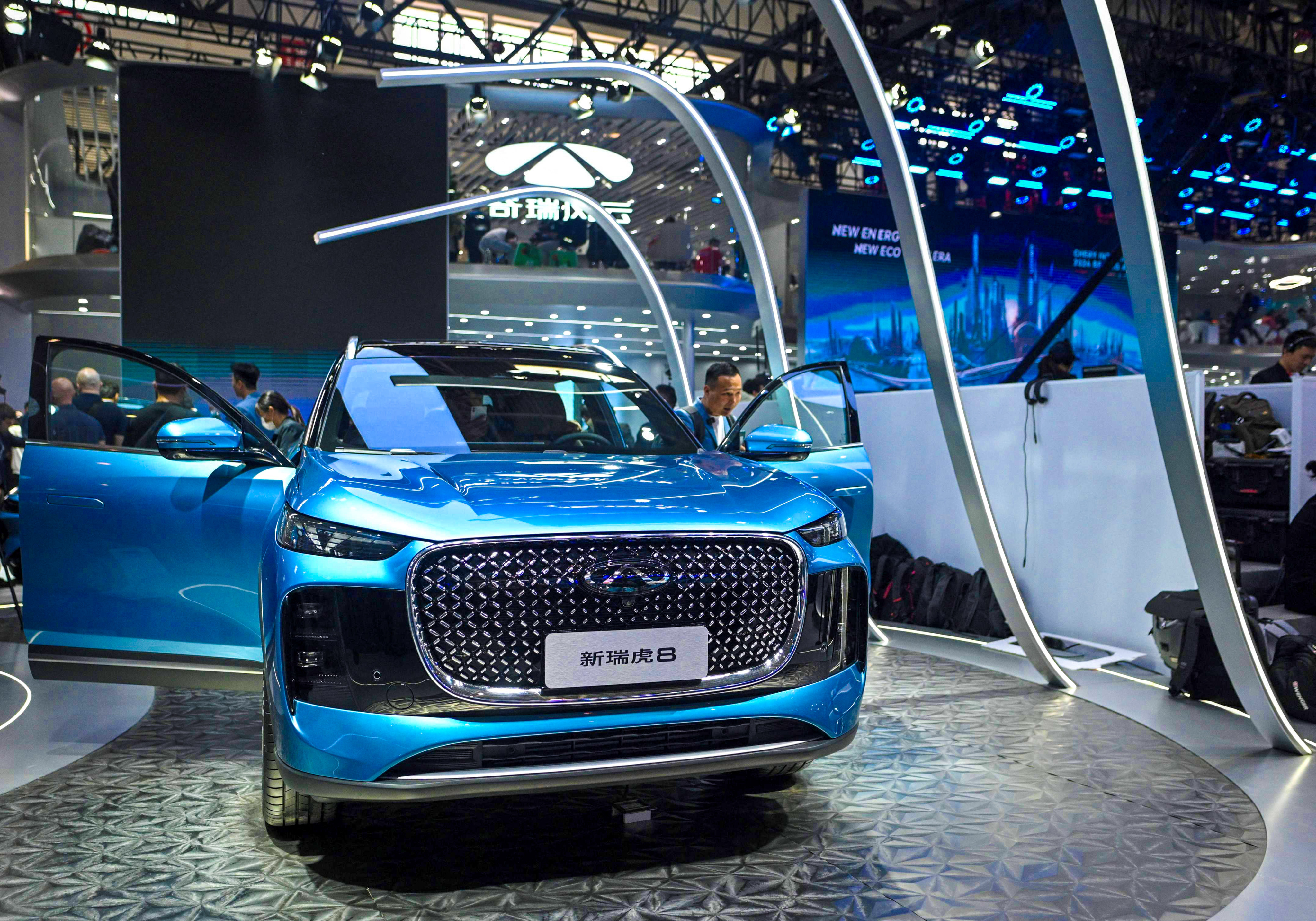 A Chery Tiggo 8 is displayed at the Beijing Auto Show on April 25, 2024. Photo: AFP