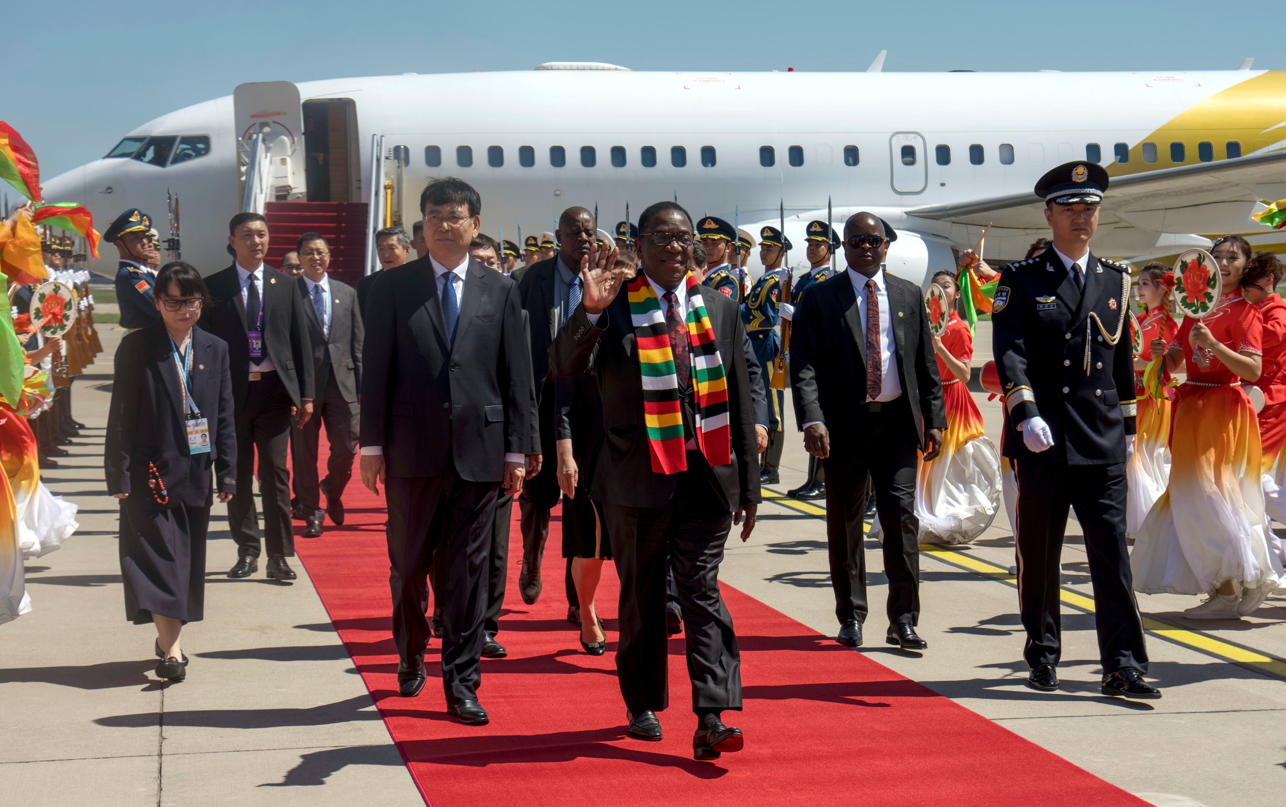 Zimbabwean President Emmerson Mnangagwa arrives in Beijing on September 1, ahead of a military parade marking 80 years since the end of World War II. Photo: Xinhua