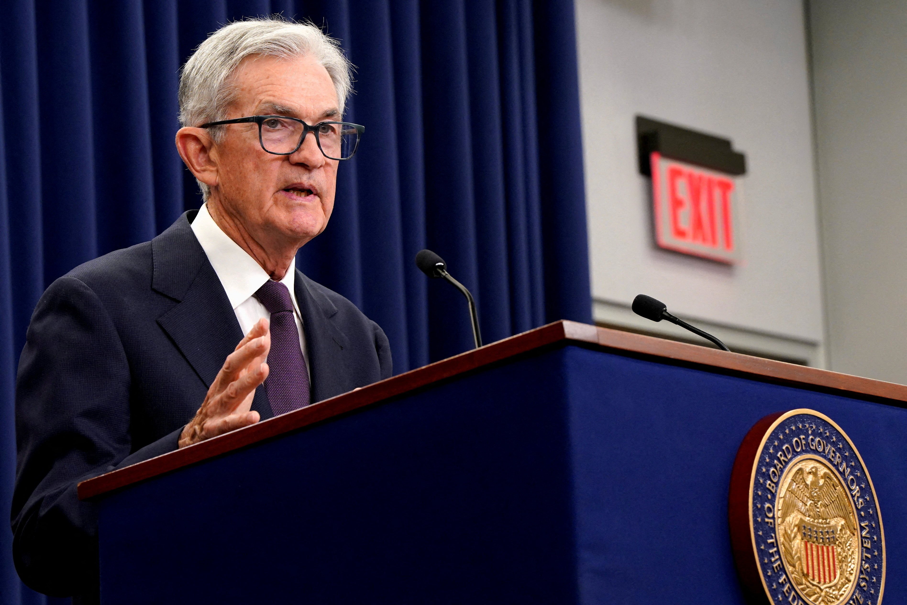 US Federal Reserve chairman Jerome Powell speaks during a press conference following the issuance of the Federal Open Market Committee’s statement on interest rate policy, in Washington on September 17, 2025. Photo: Reuters