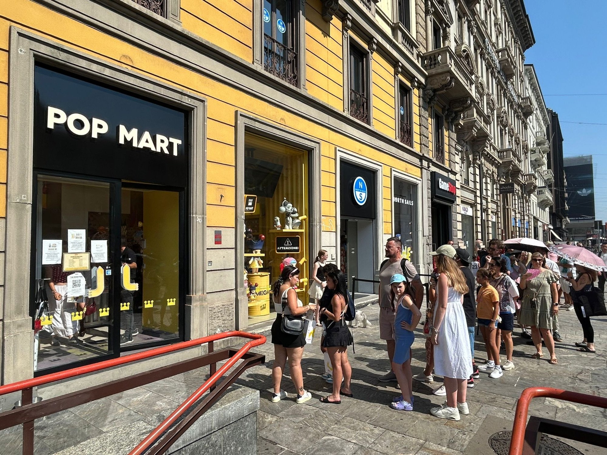 People queue up in front of a Pop Mart store in Milan, Italy. Photo: Xinhua People queue up in front of a Pop Mart store in Milan, Italy. Photo: Xinhua