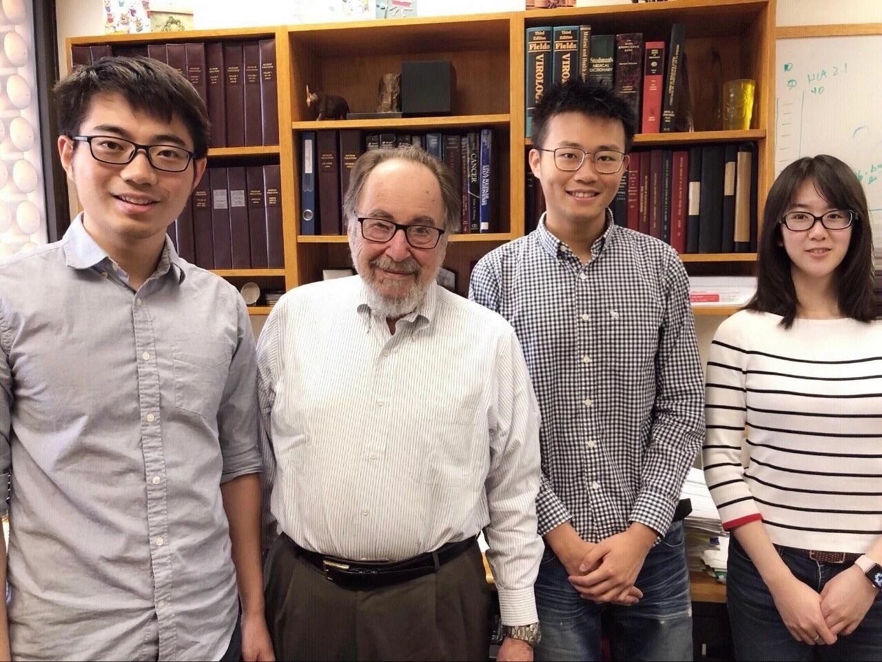 David Baltimore pictured with Chinese PhD students at Caltech. A former student said Baltimore had “tirelessly built bridges for collaboration”. Photo: Handout