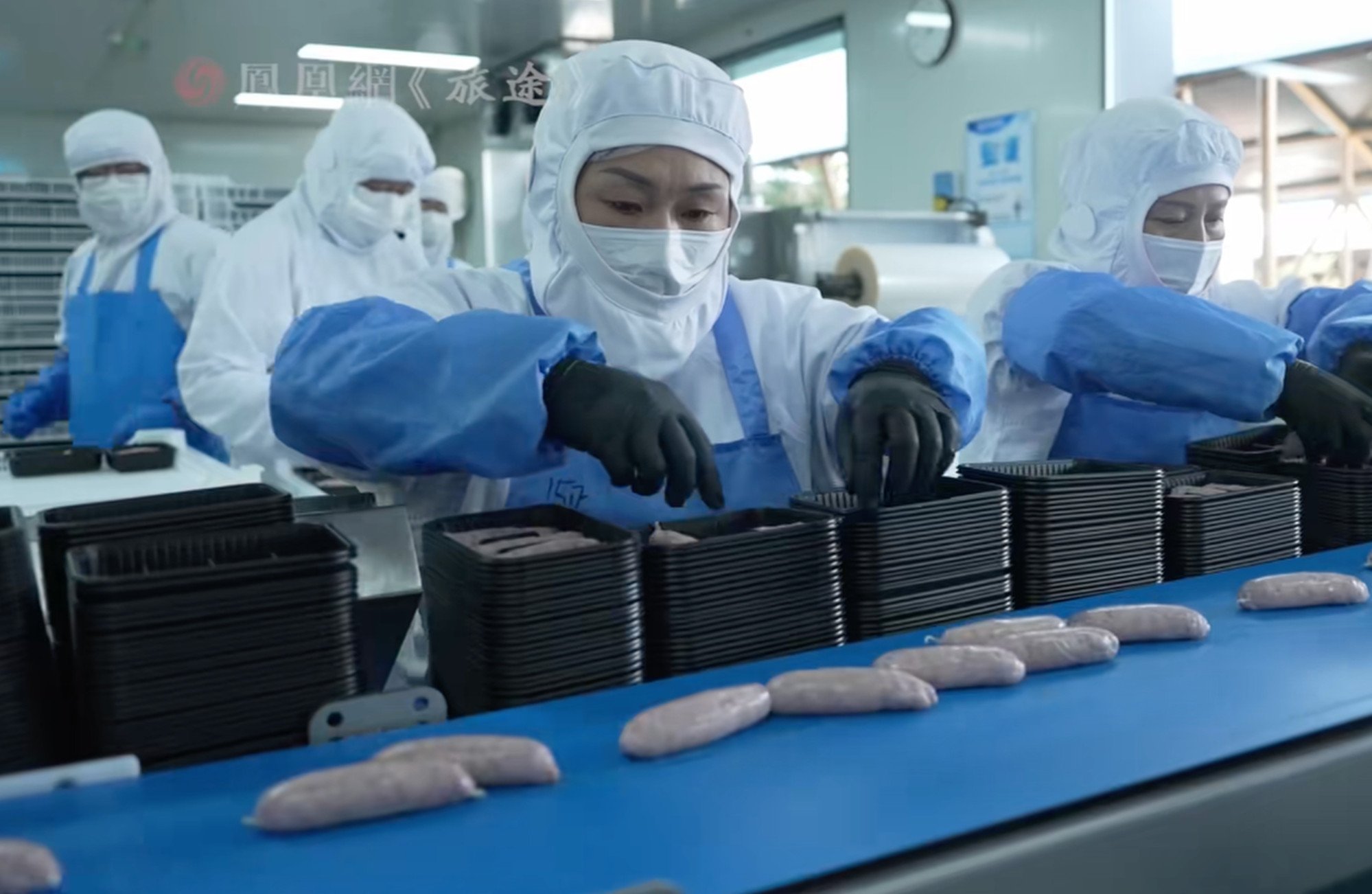 The businessman now turns out two tons of sausages a day at a production plant. Photo: Douyin The businessman now turns out two tons of sausages a day at a production plant. Photo: Douyin