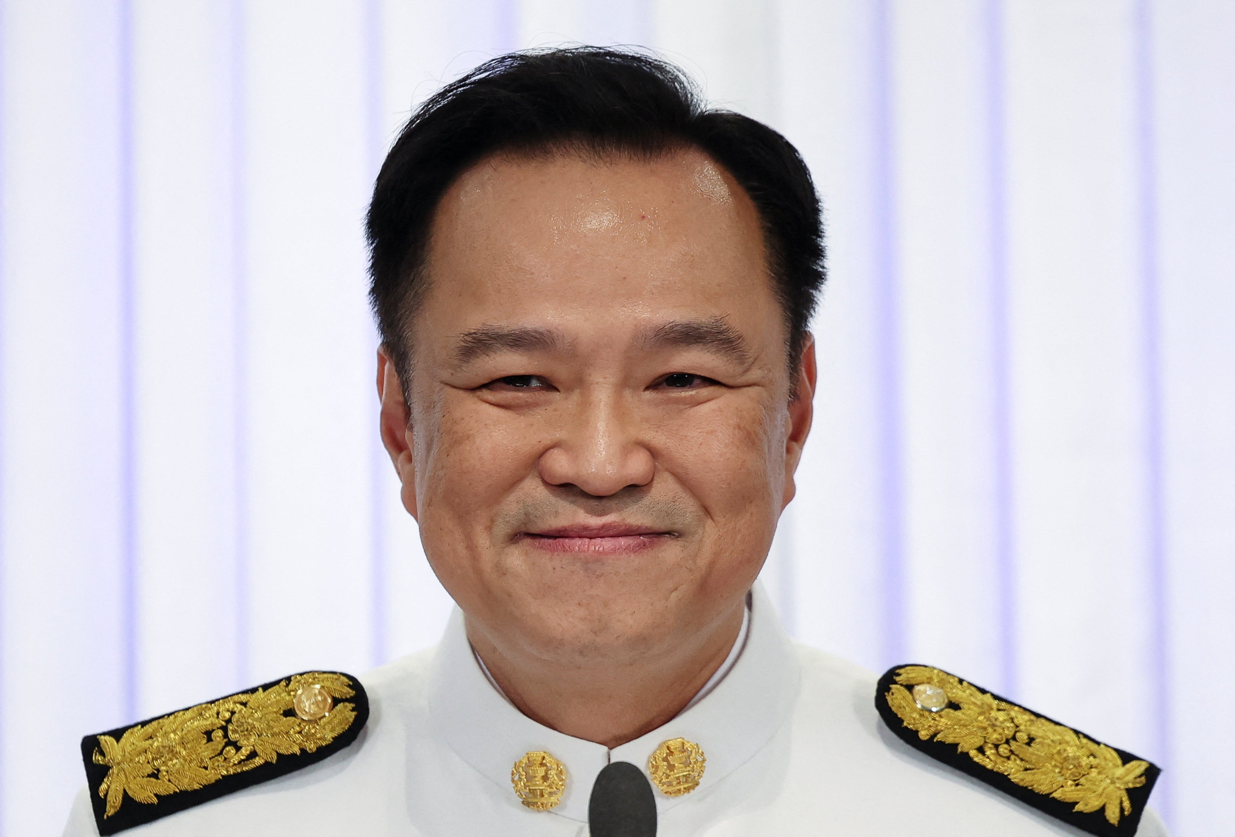 Thailand’s Prime Minister Anutin Charnvirakul attends a press conference at Bhumjaithai party headquarters on September 7. Photo: Reuters