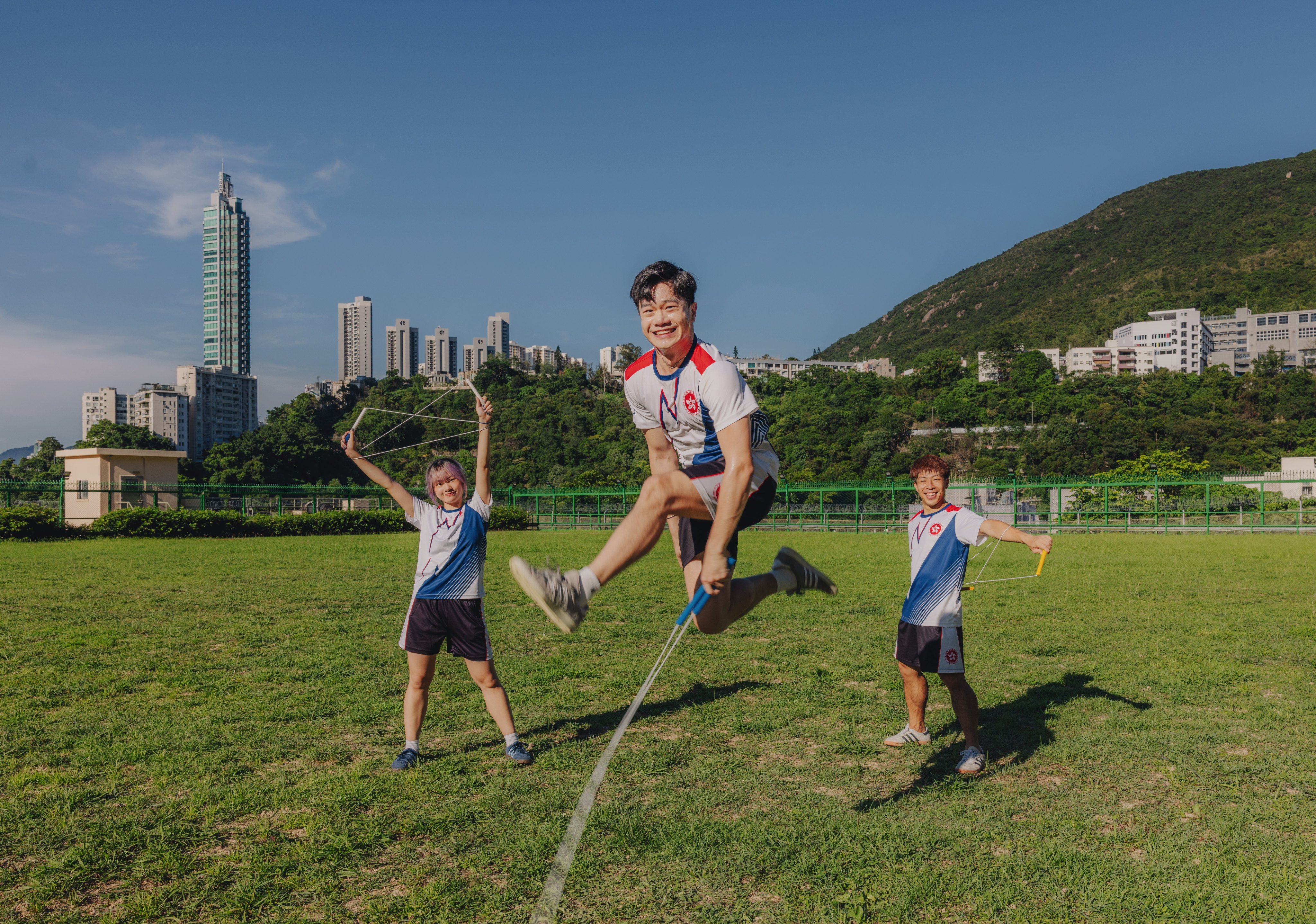 Chloe Yuen Hiu-tung, Cheung Pak-hung and Timothy Ho Chu-ting train together in Happy Valley, Hong Kong. Photo: Jocelyn Tam
