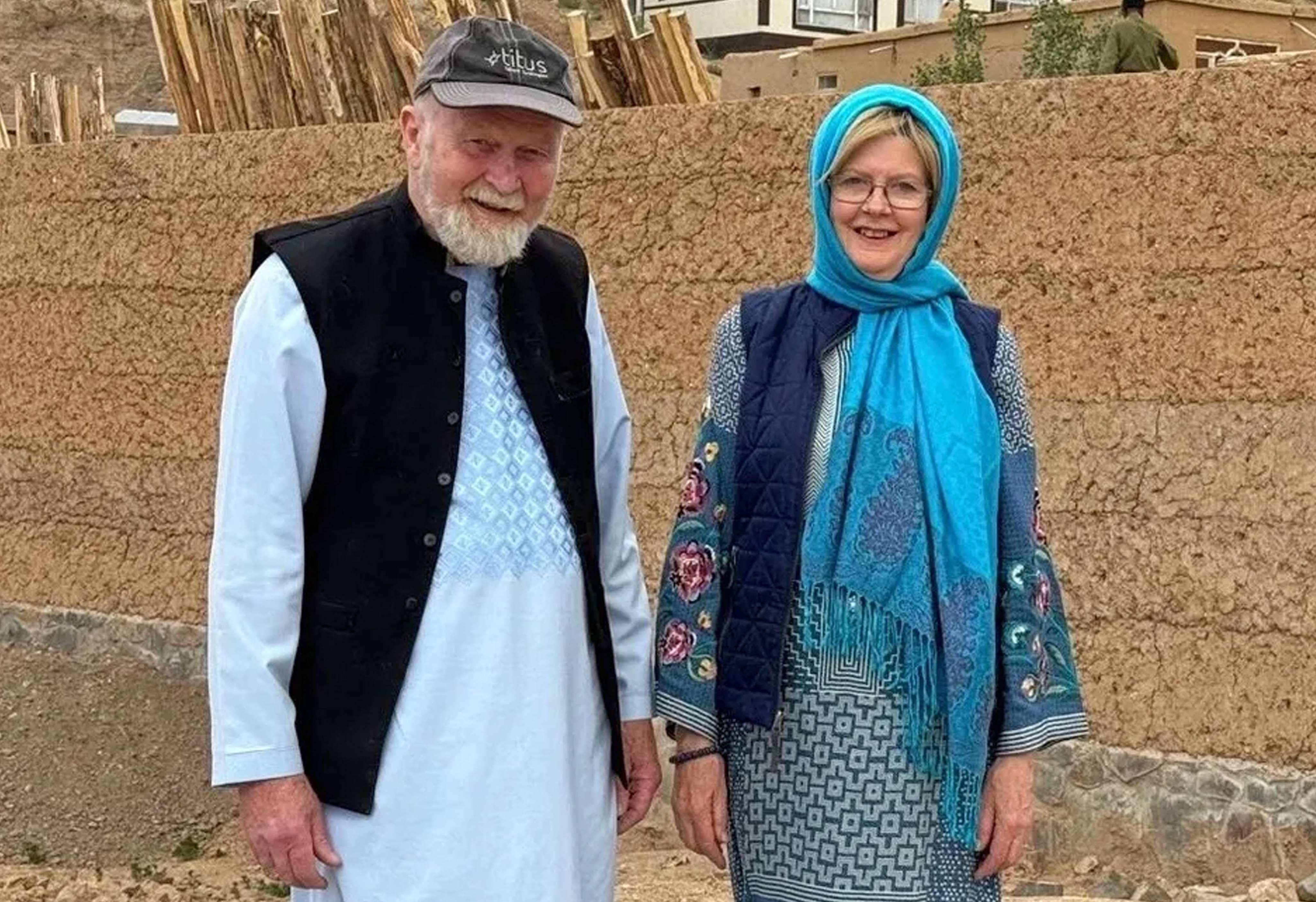 Peter and Barbie Reynolds at an unknown location. The British couple have been freed in Afghanistan after several months in detention following mediation by Qatar. Photo: AFP/Family handout