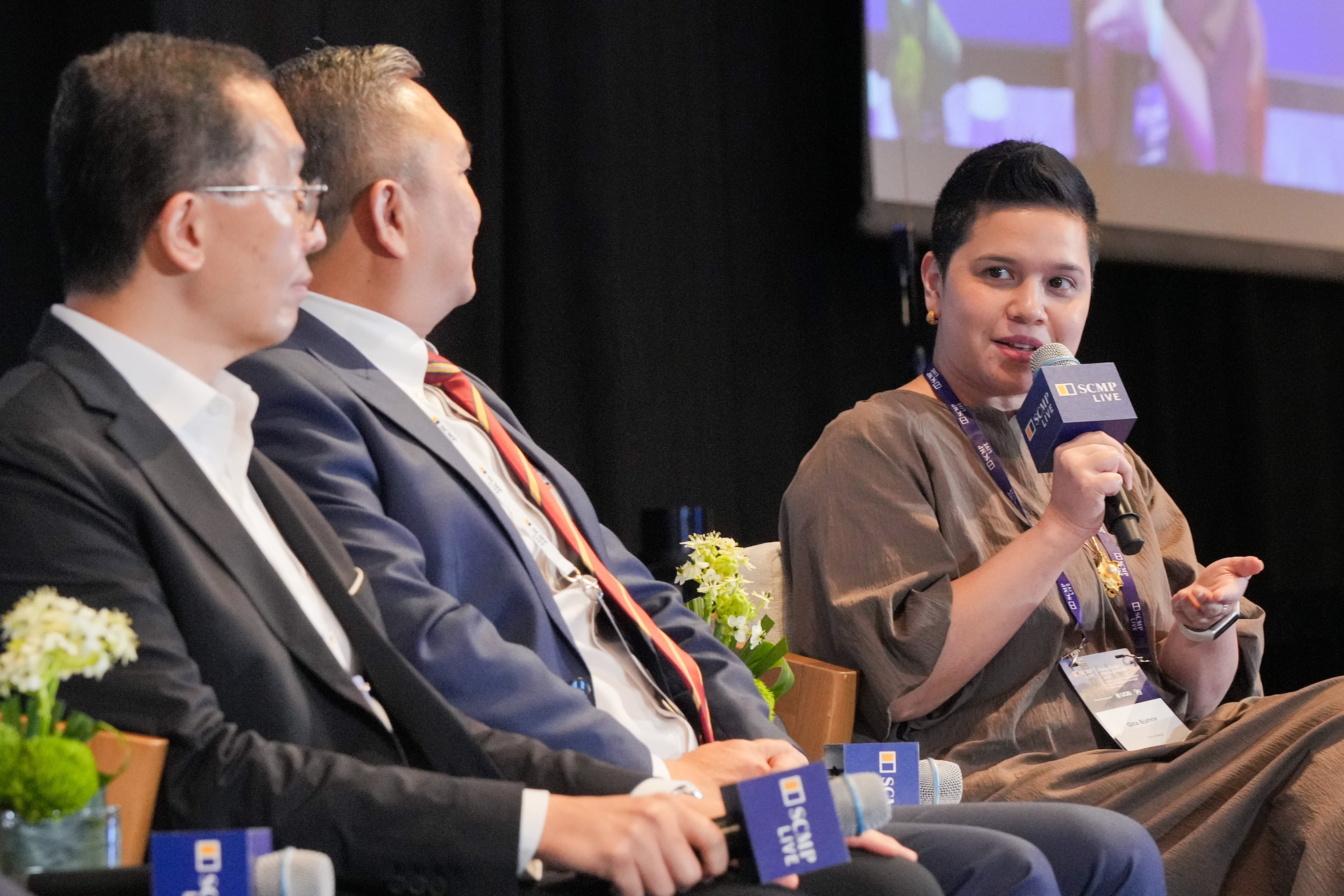 Gita Sjahrir, managing director for investor relations at TBS Energi, speaks at the Hong Kong-Asean Summit 2025 in Hong Kong on September 9. Photo: May Tse