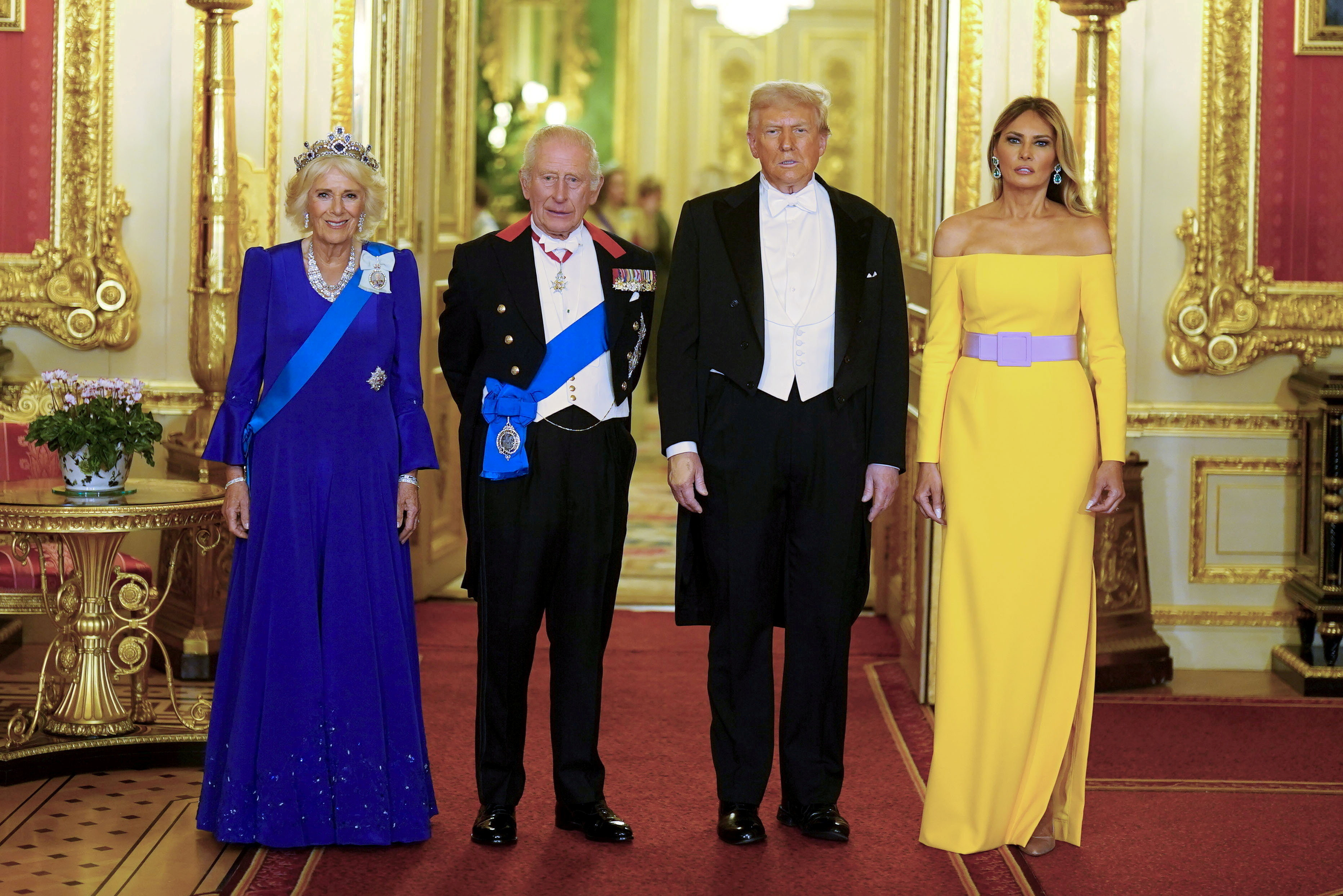 Queen Camilla, King Charles III, US President Donald Trump and Melania Trump. (Photo: Pool via Reuters)