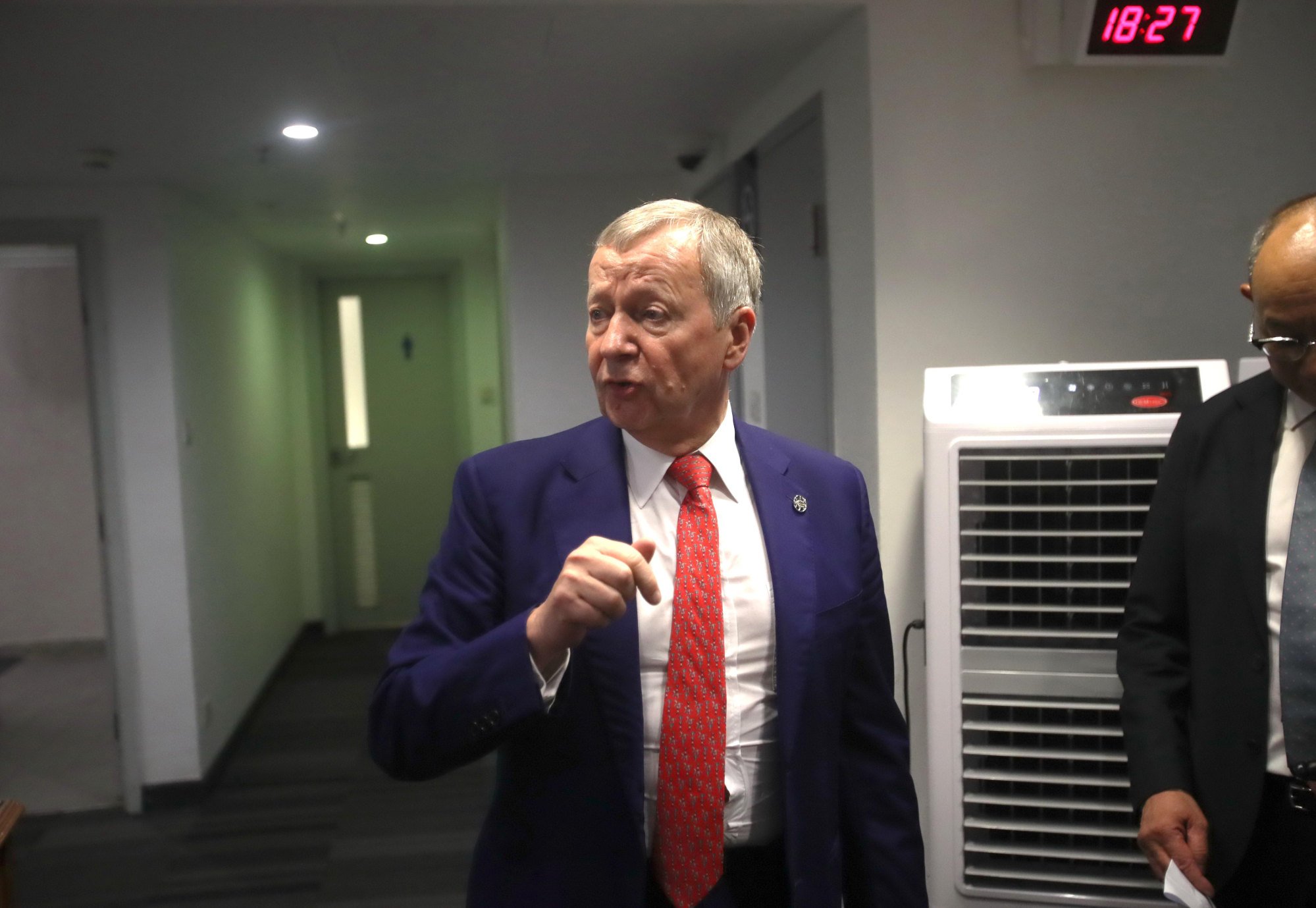 Winfried Engelbrecht-Bresges briefs the media at Sha Tin on Sunday.