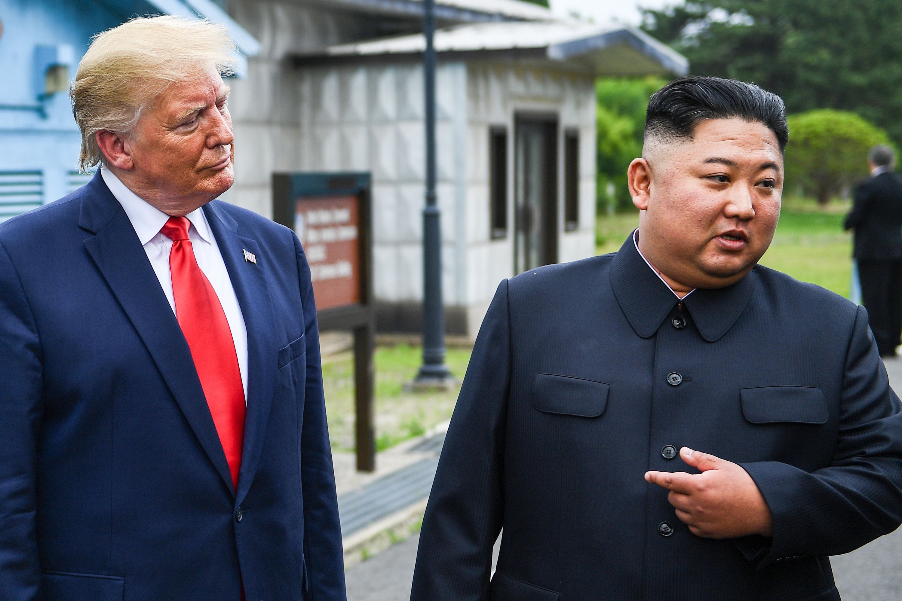 North Korea’s leader Kim Jong-un stands next to US President Donald Trump south of the military demarcation line that divides North and South Korea, in the joint security area of Panmunjom in the demilitarised zone in 2019. Photo: TNS