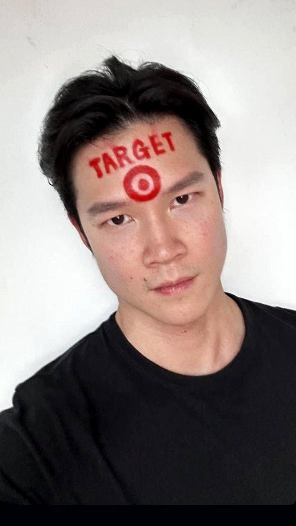 Aupen posted a picture on Sept 8 of its founder Nicholas Tan with a red target painted on his forehead. Photo: Instagram/aupenofficial