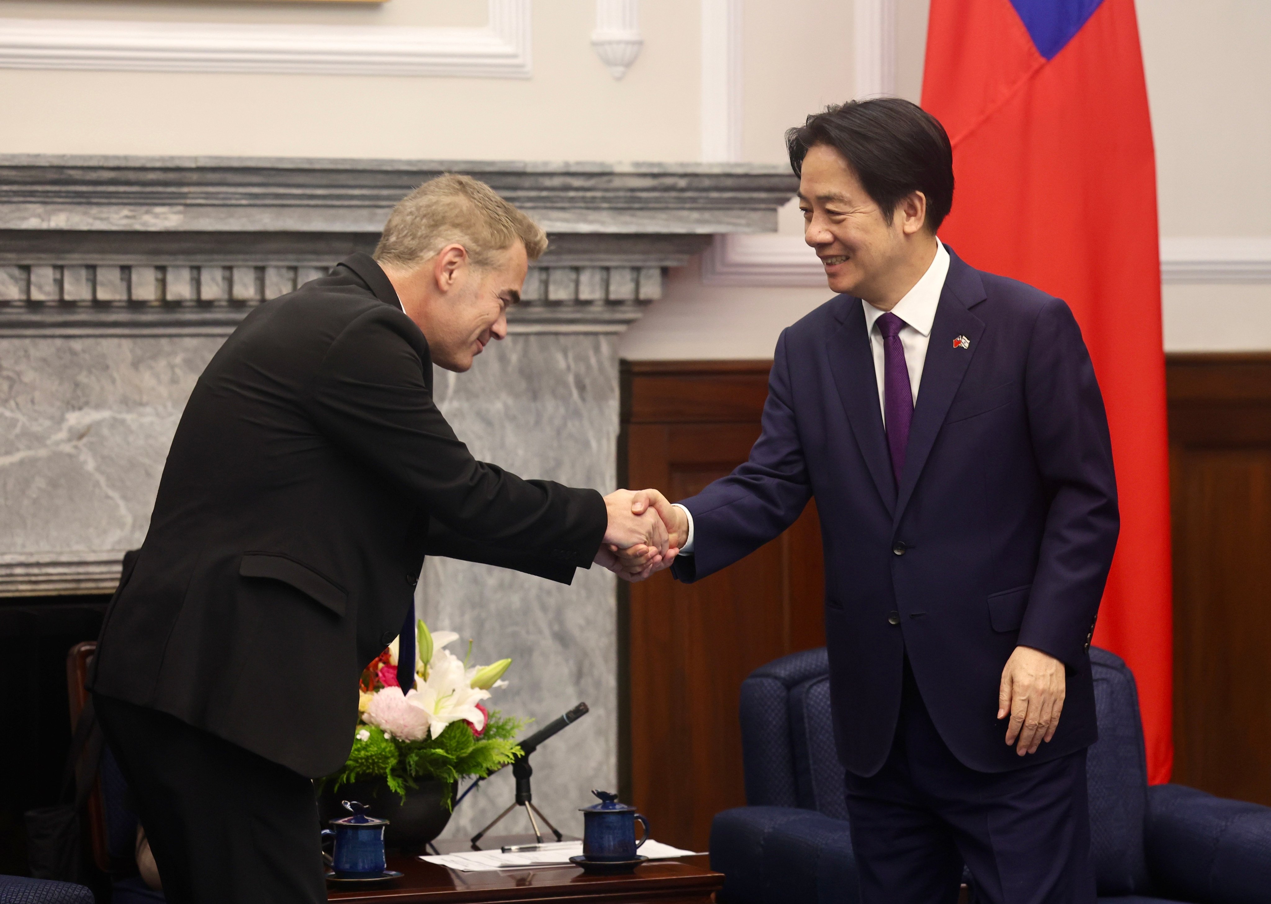 Israeli Knesset member Boaz Toporovsky meets Taiwanese leader William Lai Ching-te in Taipei last week. Photo: CNA