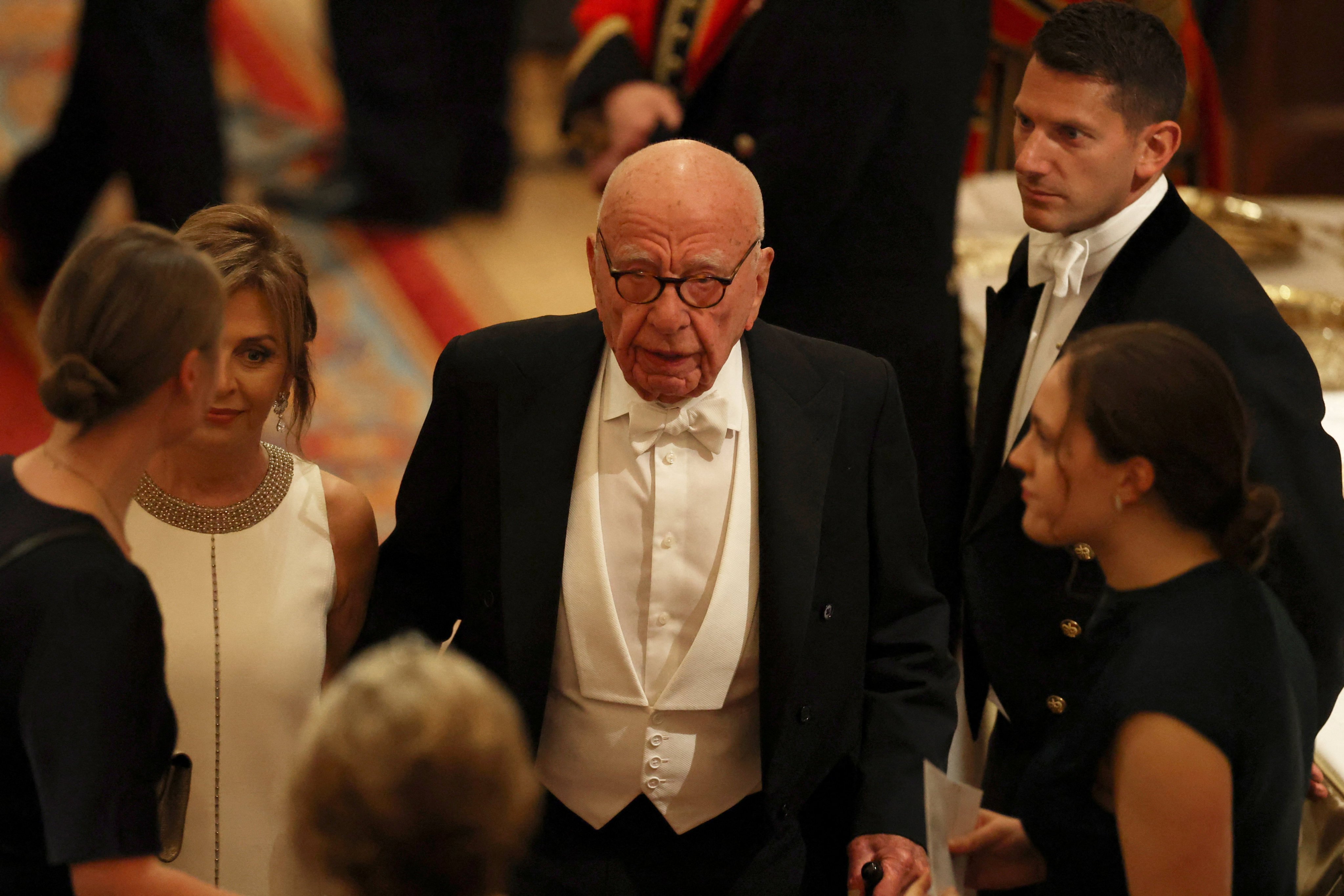 Rupert Murdoch, centre, arrives for the banquet during US President Donald Trump’s state visit, at Windsor Castle, Britain on Wednesday. Photo: Reuters