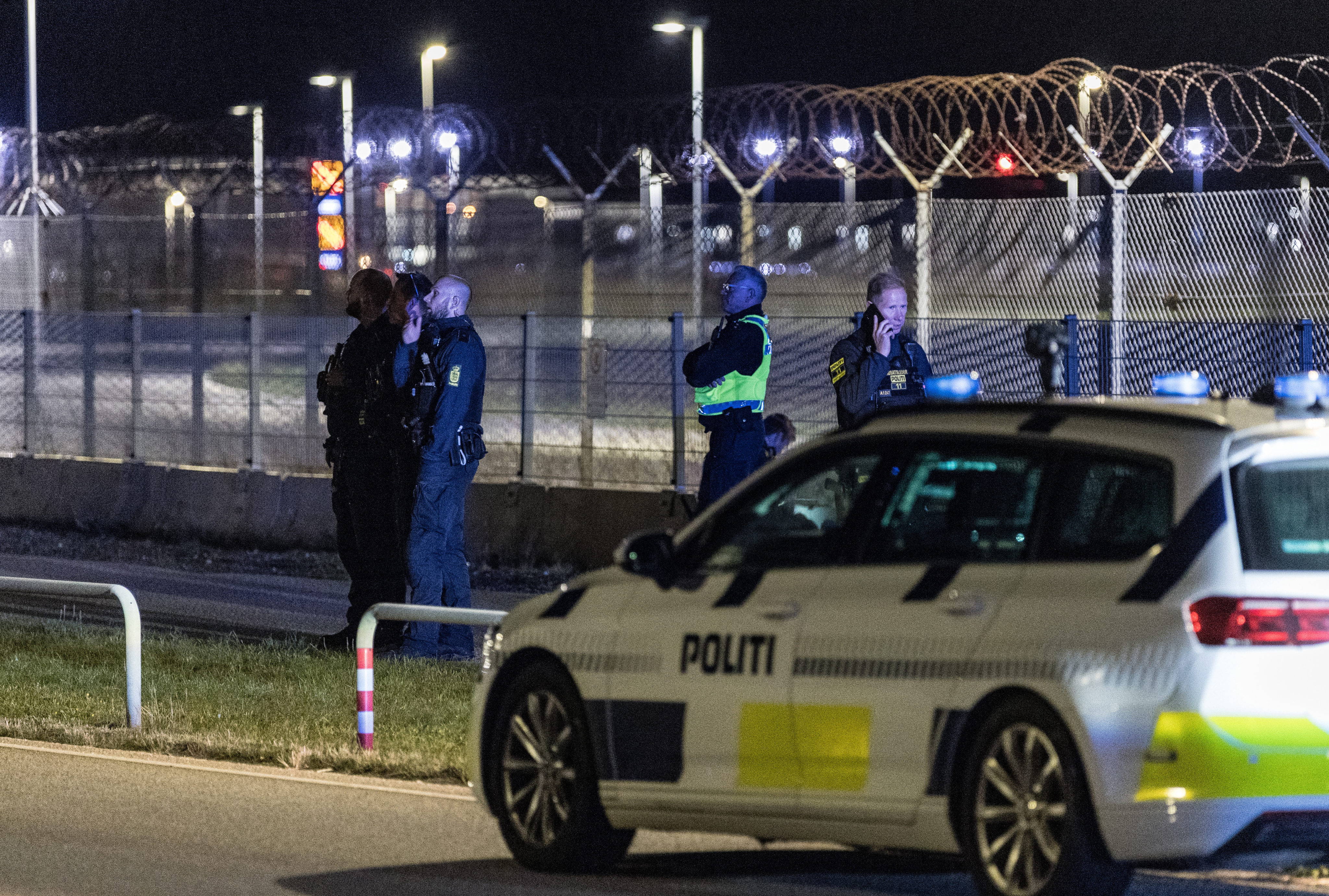 Danish police patrol Copenhagen Airport, in Denmark on Monday. Photo: AP