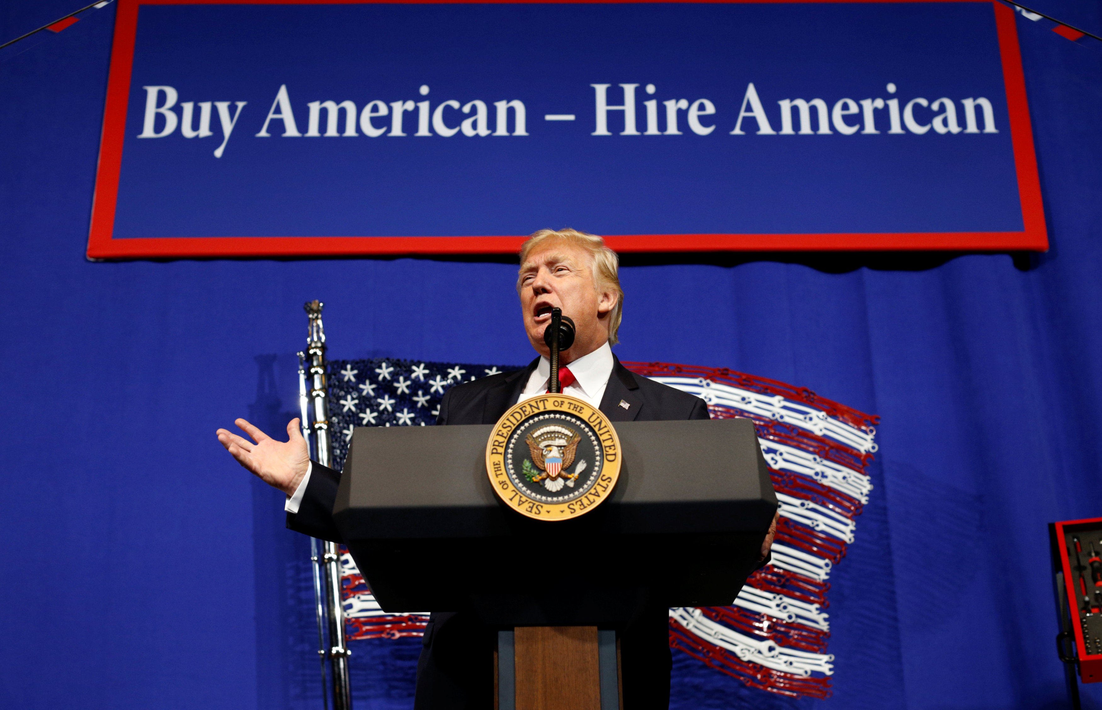 US President Donald Trump speaks before signing an executive order making changes to a temporary visa programme in 2017. The uncertainty surrounding US visa policies since the president’s return to office has left many Chinese workers considering a move to Europe. Photo: Reuters