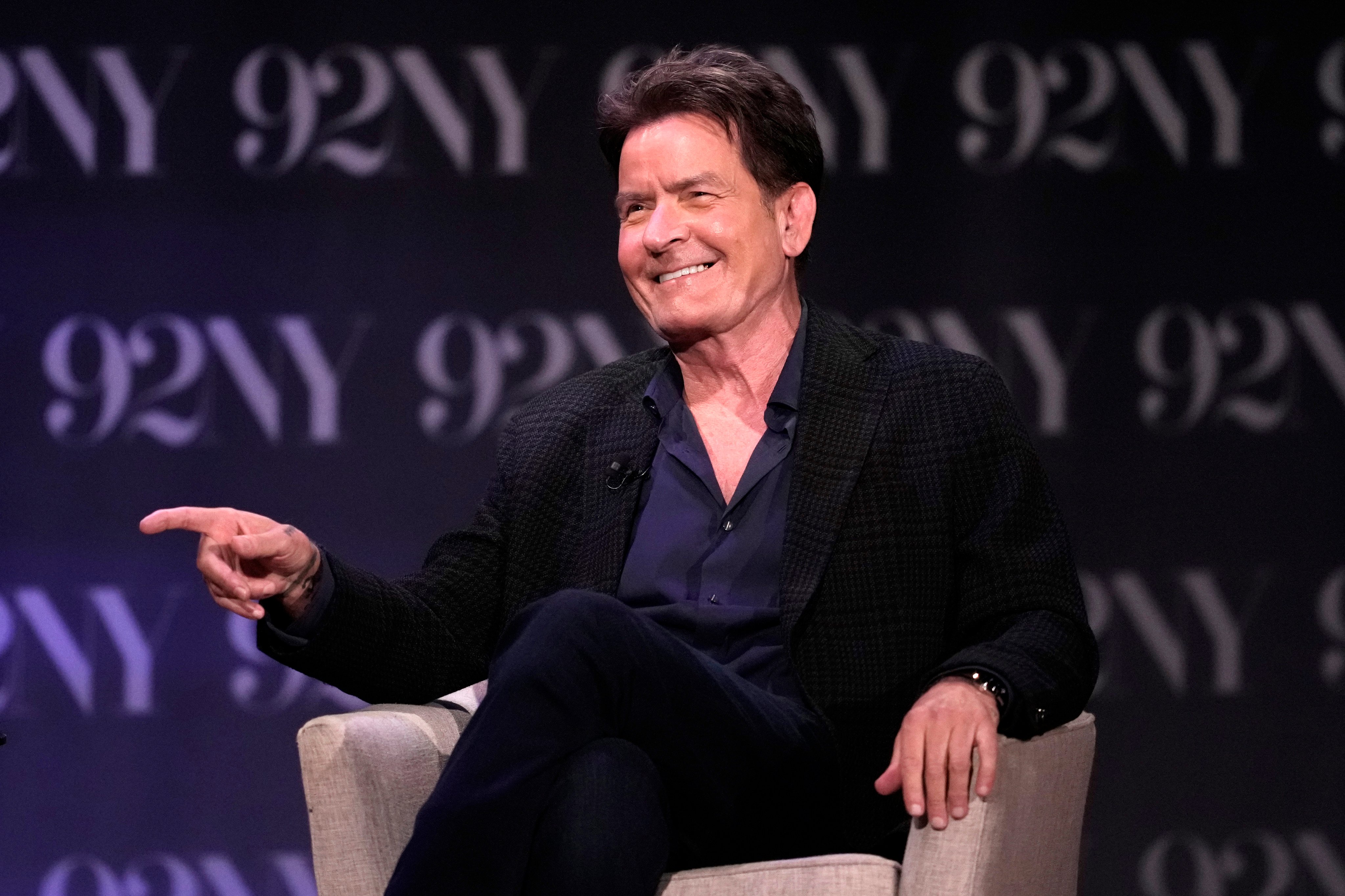 Charlie Sheen discusses his memoir The Book of Sheen at 92nd Street Y, New York on September 8, 2025. Photo: AP