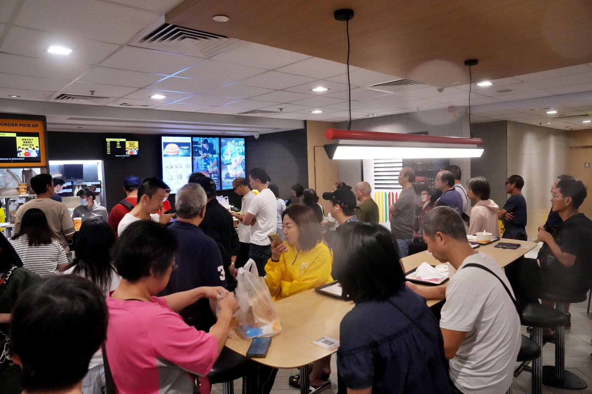 McDonald’s Tseung Kwan O outlet was packed with diners who waited patiently for around half an hour for their meals. Photo: Elson Li
