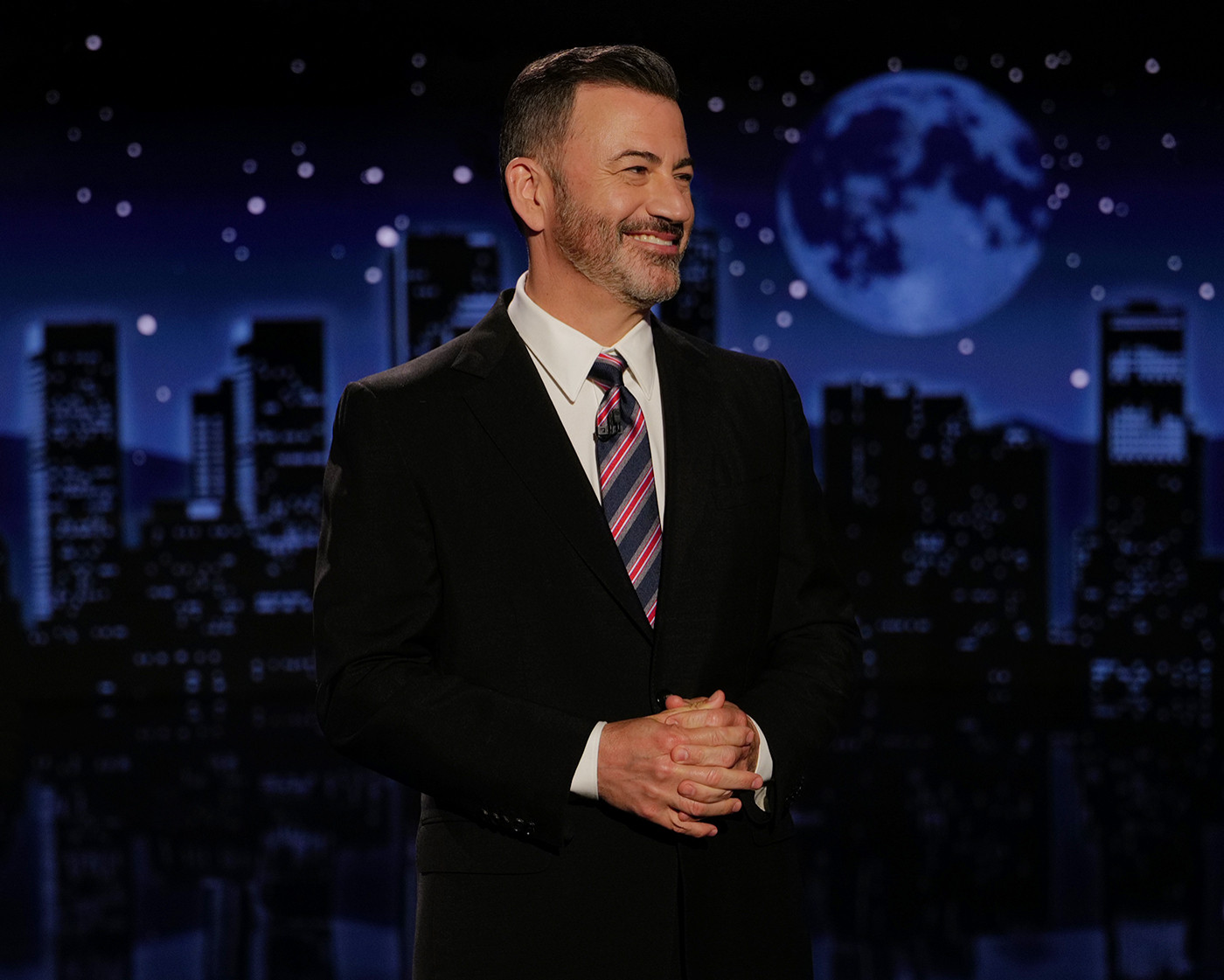 Jimmy Kimmel hosts his late-night show in Los Angeles on Tuesday. Photo: Disney via AP