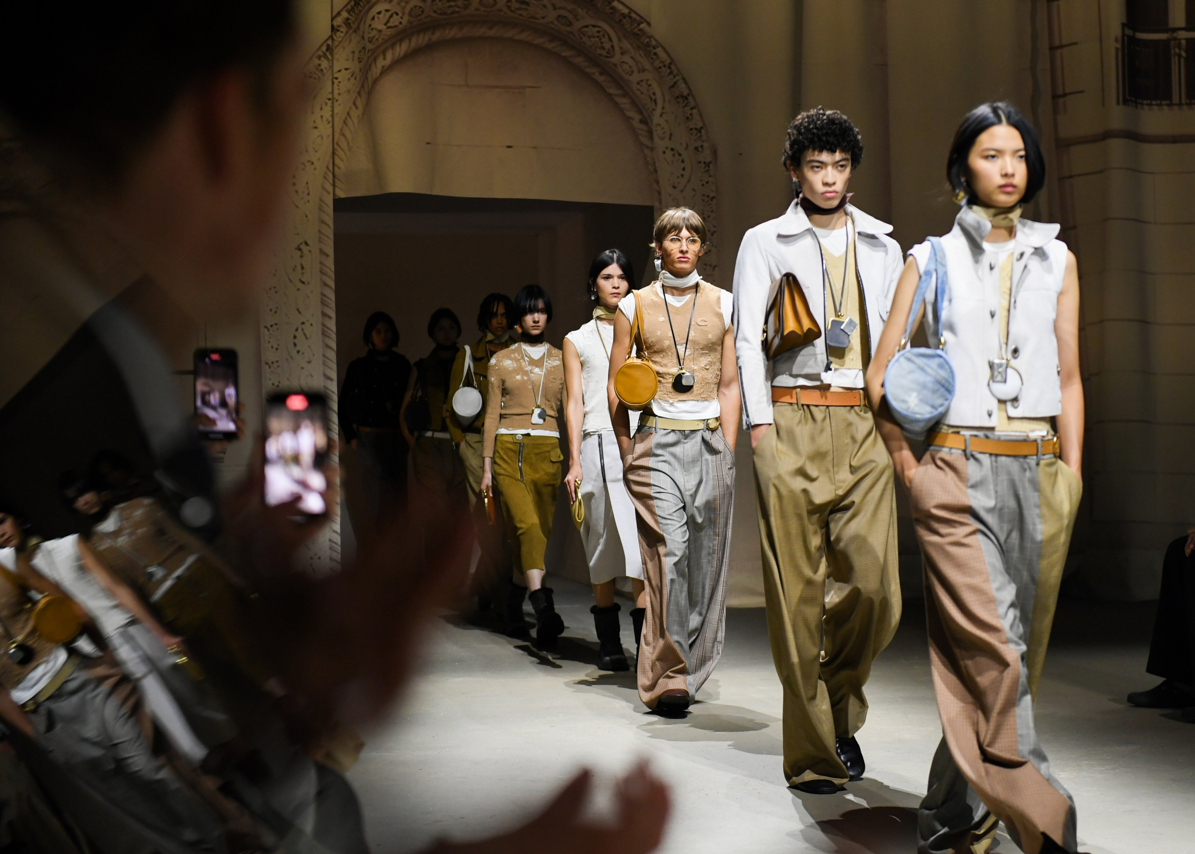 Coach’s spring 2026 collection mined New York’s polish but also its grittiness, drawing on vintage looks as well as found objects. Photo: BFA.com