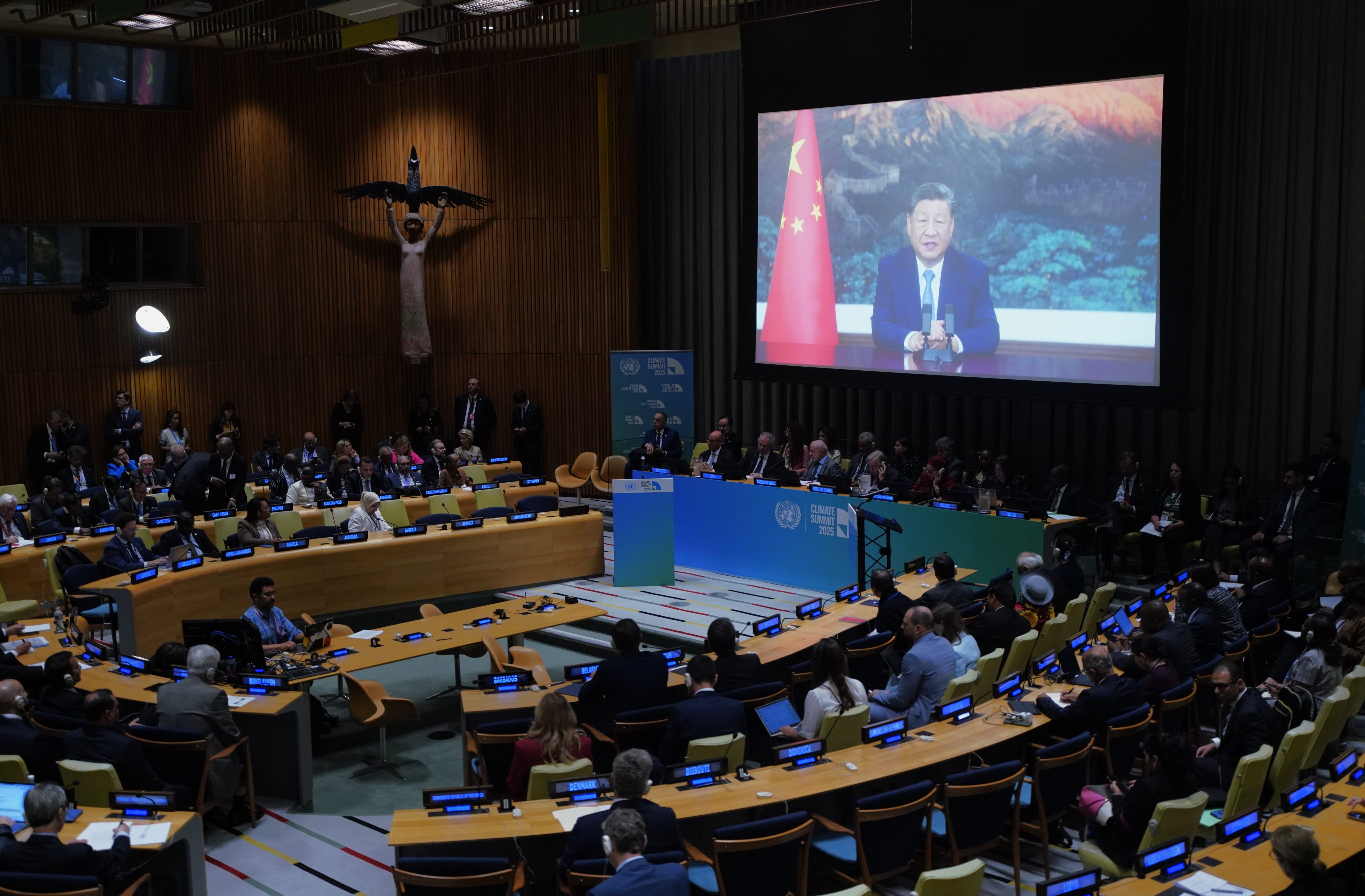 President Xi Jinping delivers a video speech to the UN Climate Summit 2025. Photo: Xinhua