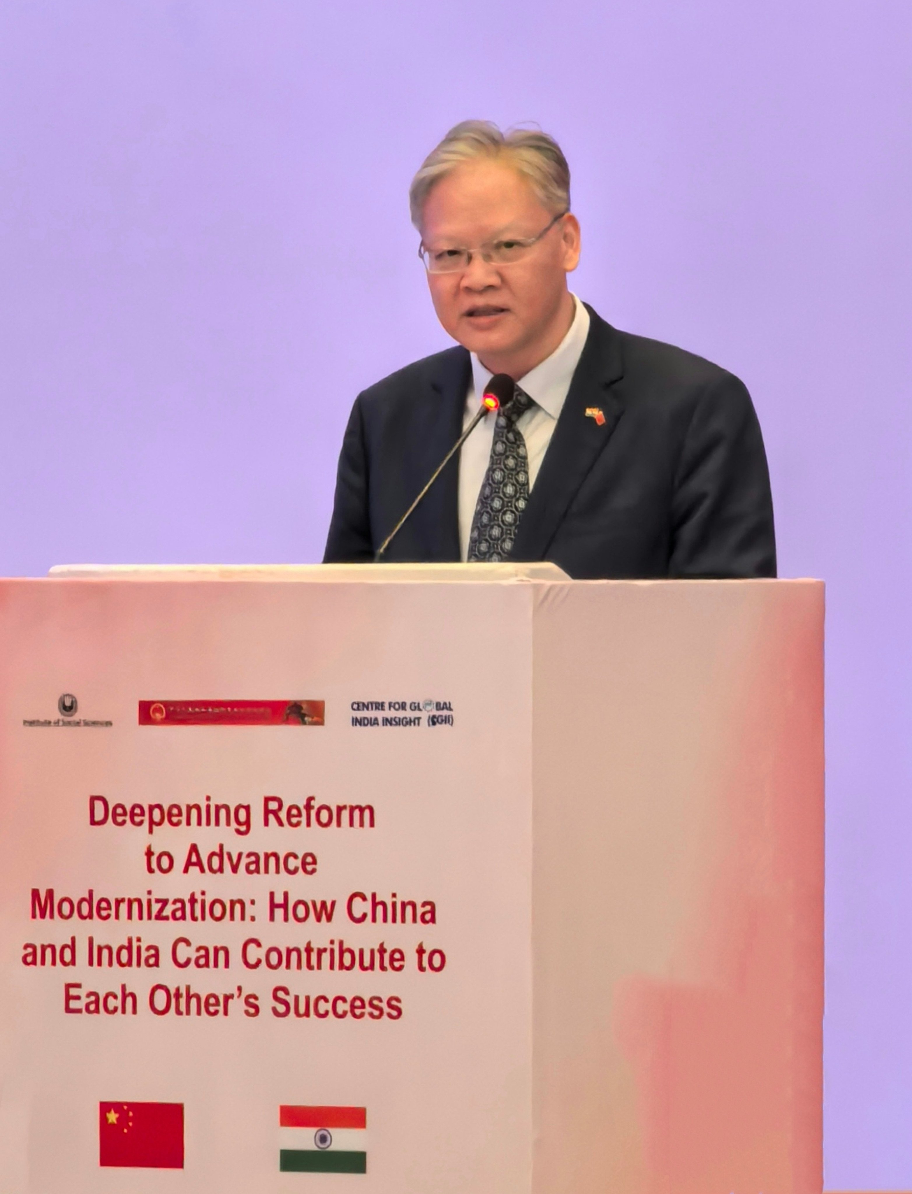 Despite a “legacy” boundary rift, Beijing and New Delhi should strengthen cooperation and exchanges in the face of stiff US tariffs and “power politics”, China’s top envoy to India, Xu Feihong, said on Wednesday. Photo: Handout