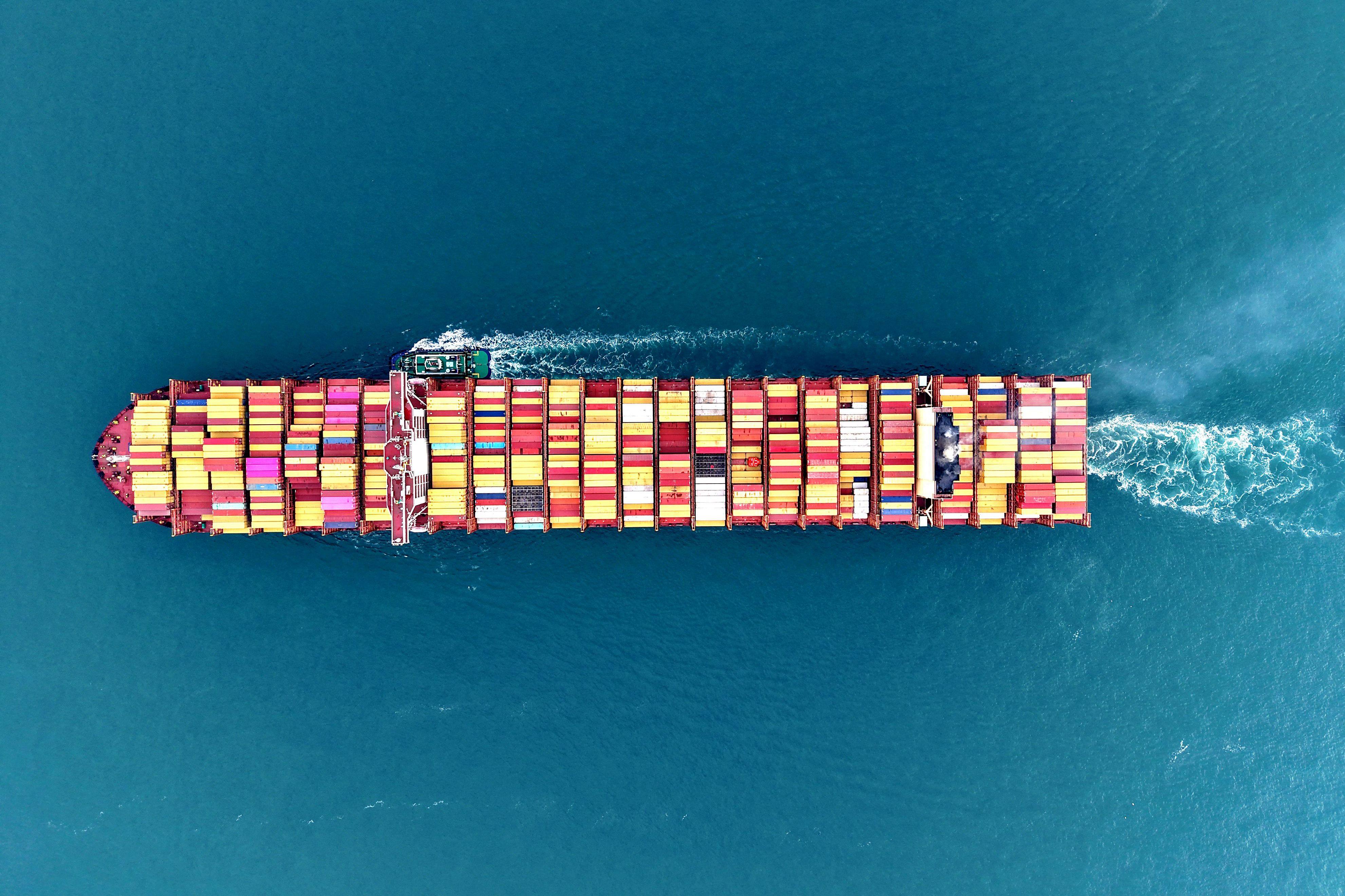 A container ship moves towards its berth in Qingdao, Shandong province, on Wednesday. Photo: AFP