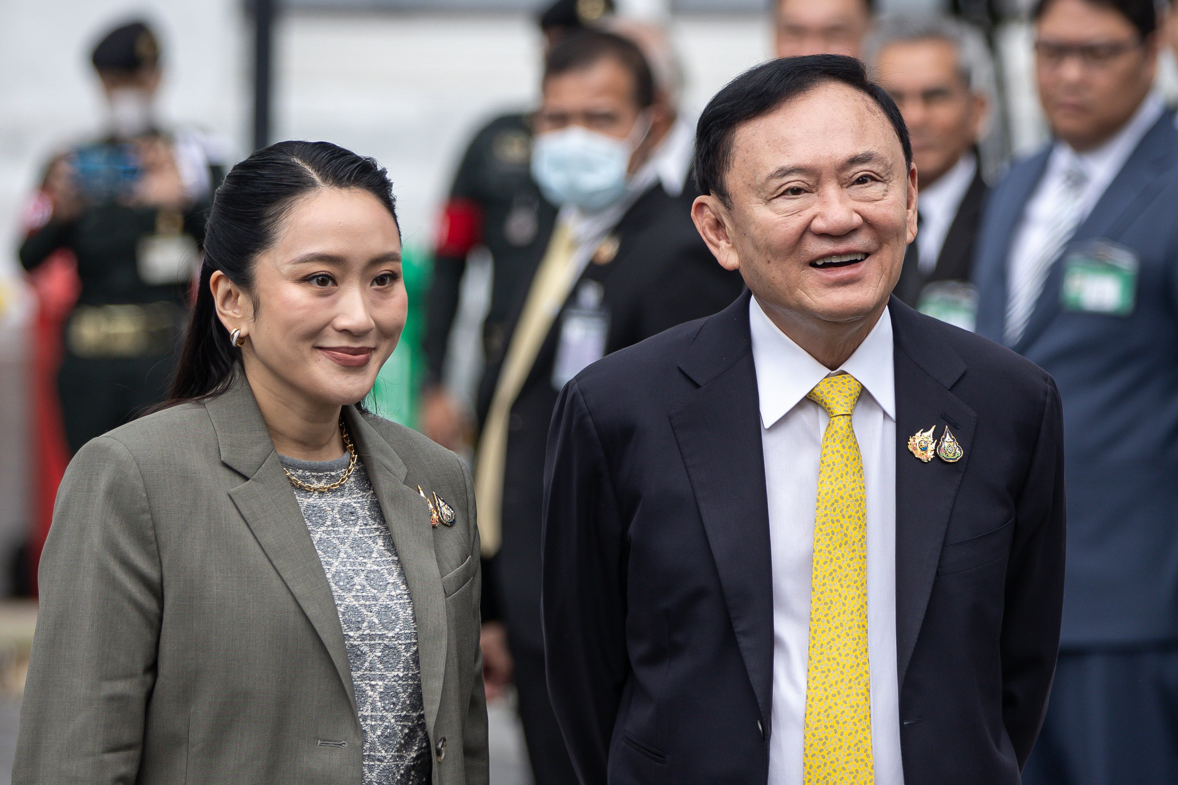 Former Thai prime ministers Thaksin and Paetongtarn Shinawatra arrive at the Supreme Court in Bangkok on September 9. Photo: dpa