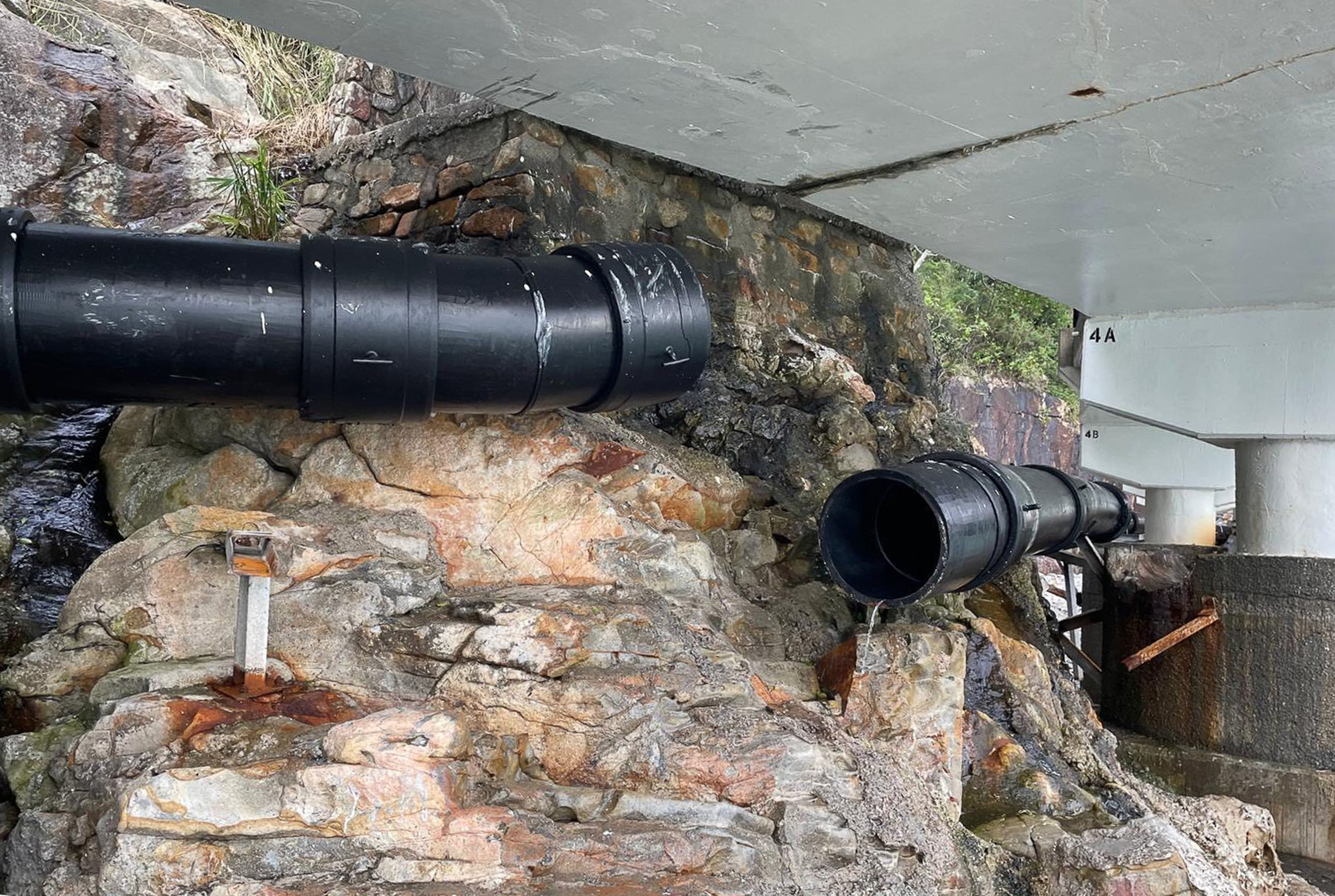 The sewage pipe broke into two parts during Super Typhoon Ragasa. Photo: Handout