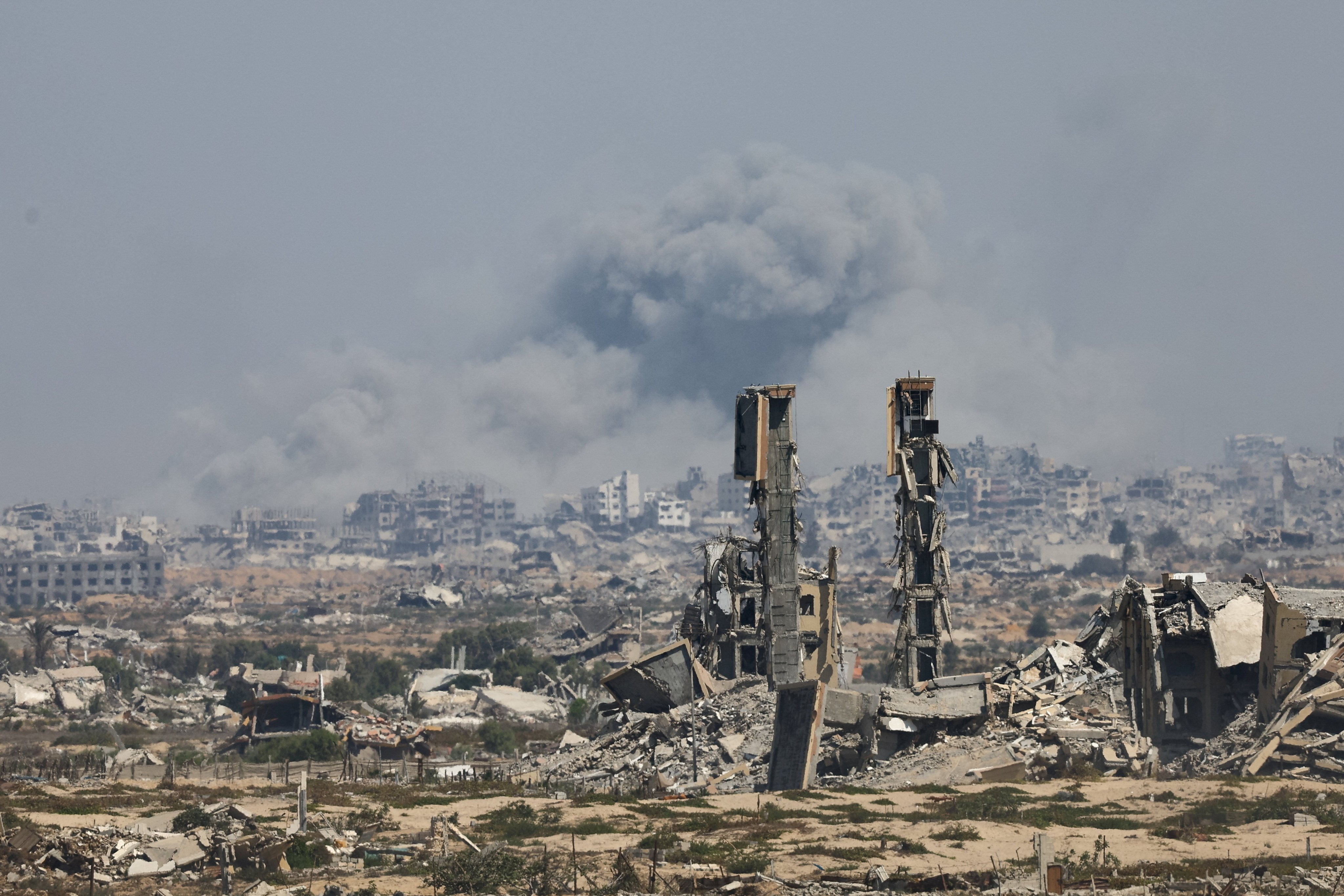 Smoke rises during an Israeli military operation in Gaza City, as seen from the central Gaza Strip, on Saturday. Photo: Reuters