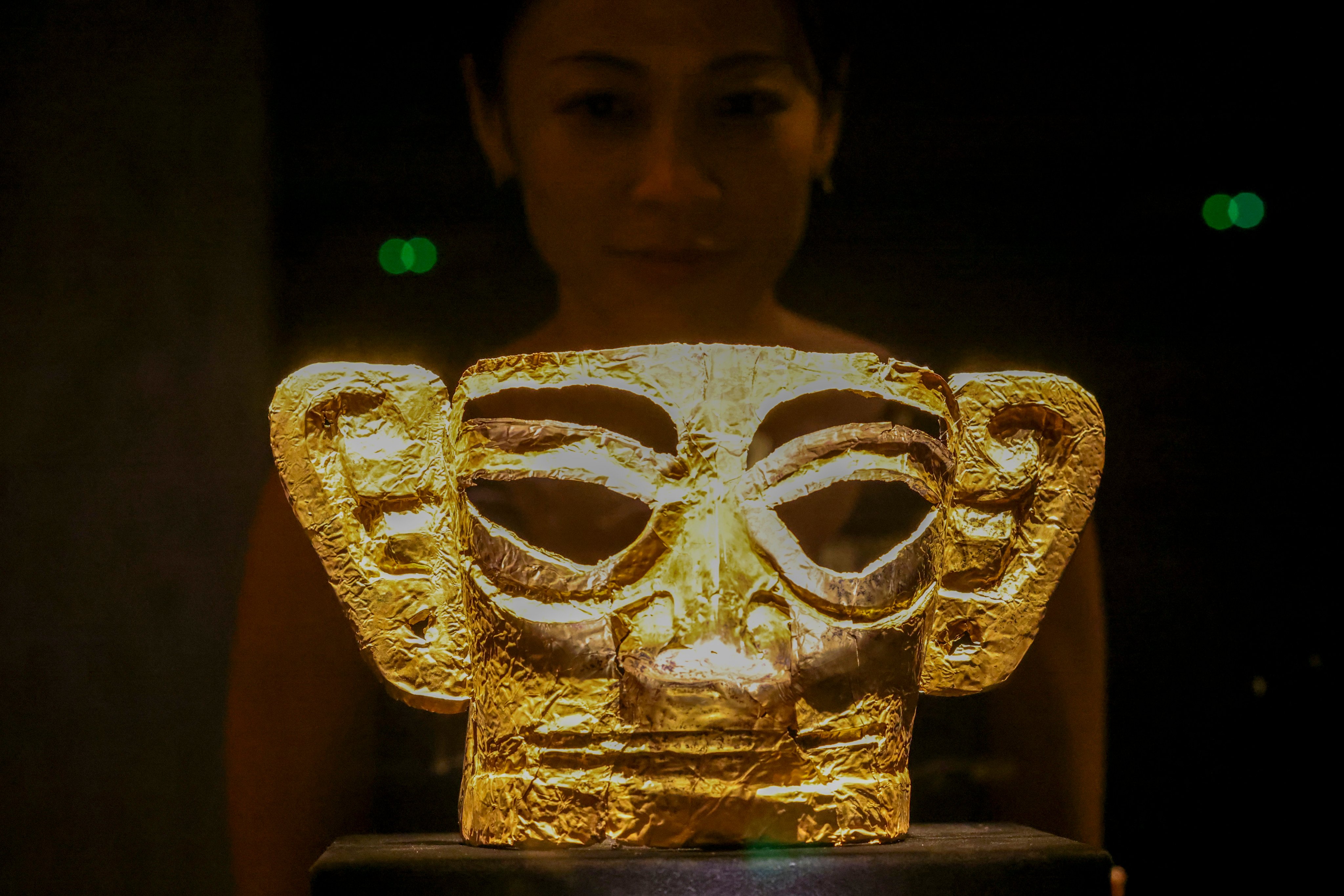 Discovered in the late 1920s and excavated extensively since the 1980s, the Sanxingdui site has yielded more than 17,000 artefacts, including numerous bronze masks with exaggerated facial features. Photo: May Tse