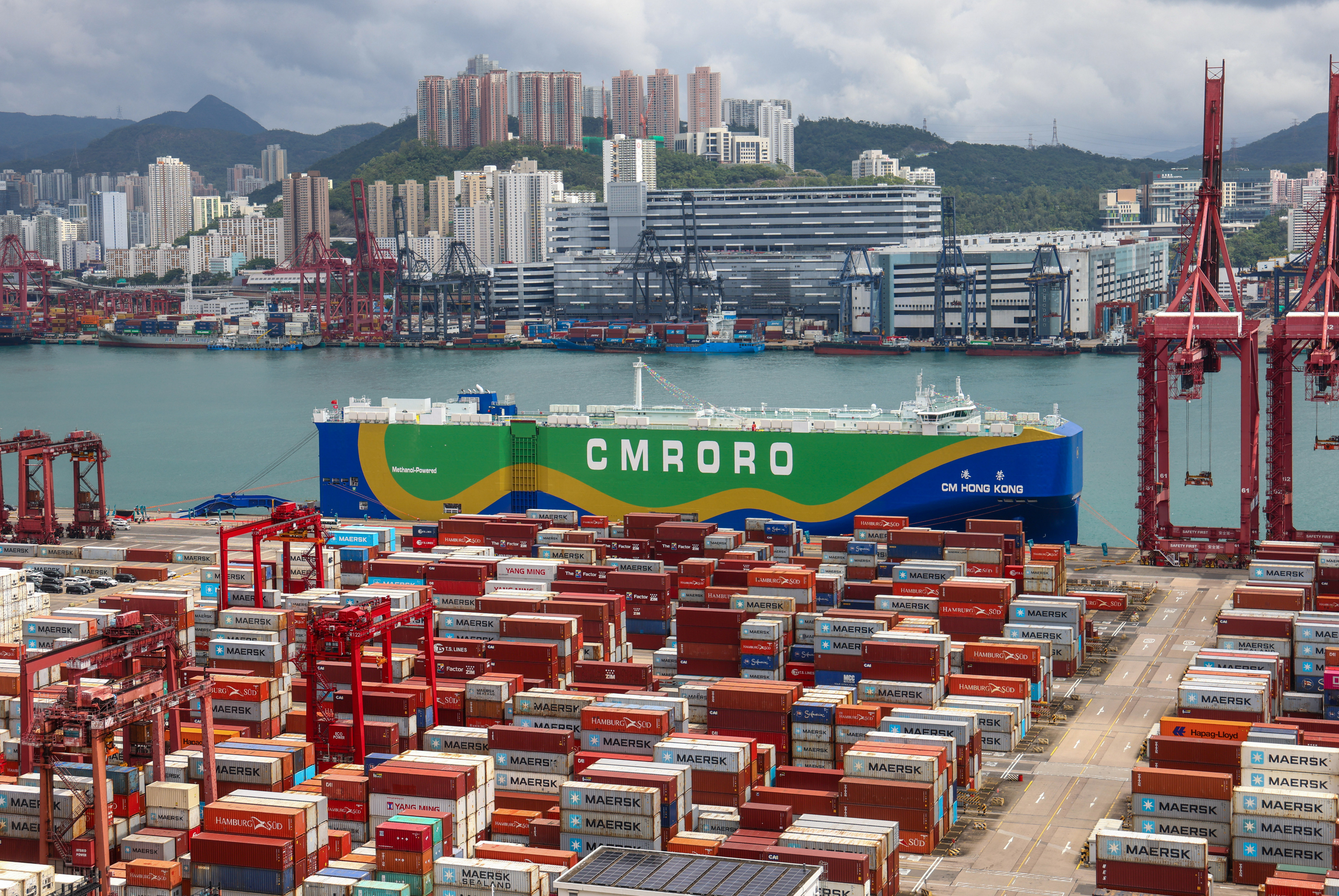 China Merchants Energy Shipping’s methanol-fuel vessel, the CM Hong Kong, sits at a dock in Tsing Yi on September 28, 2025. Photo: Dickson Lee