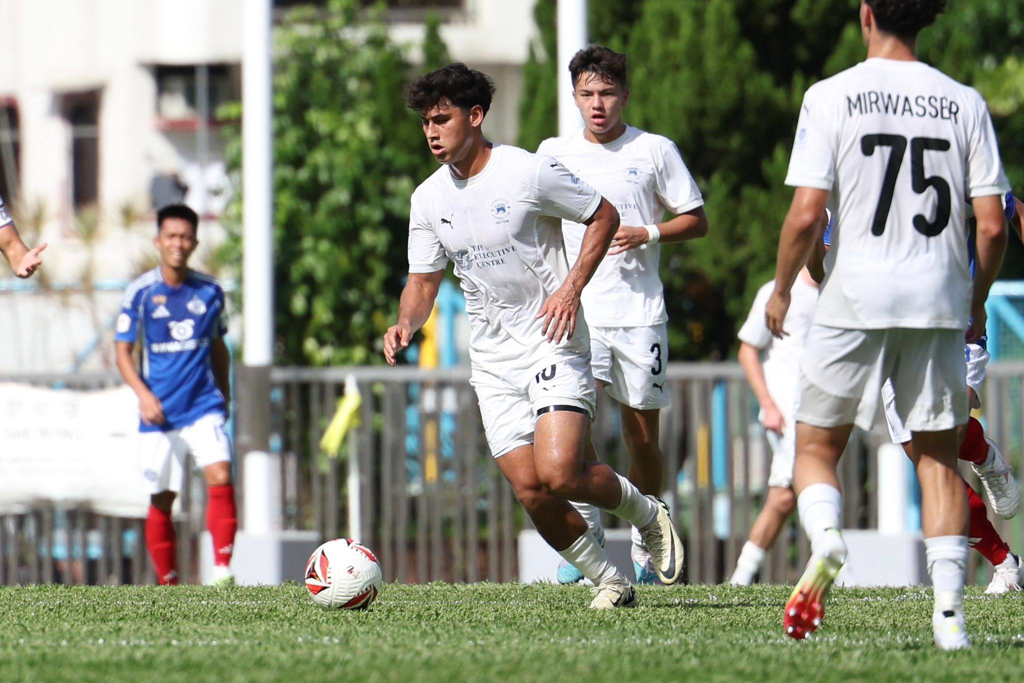 Leo Montesinos takes the ball for ward during Football Club’s game against Eastern in the  Senior Shield. Photo: HKFC