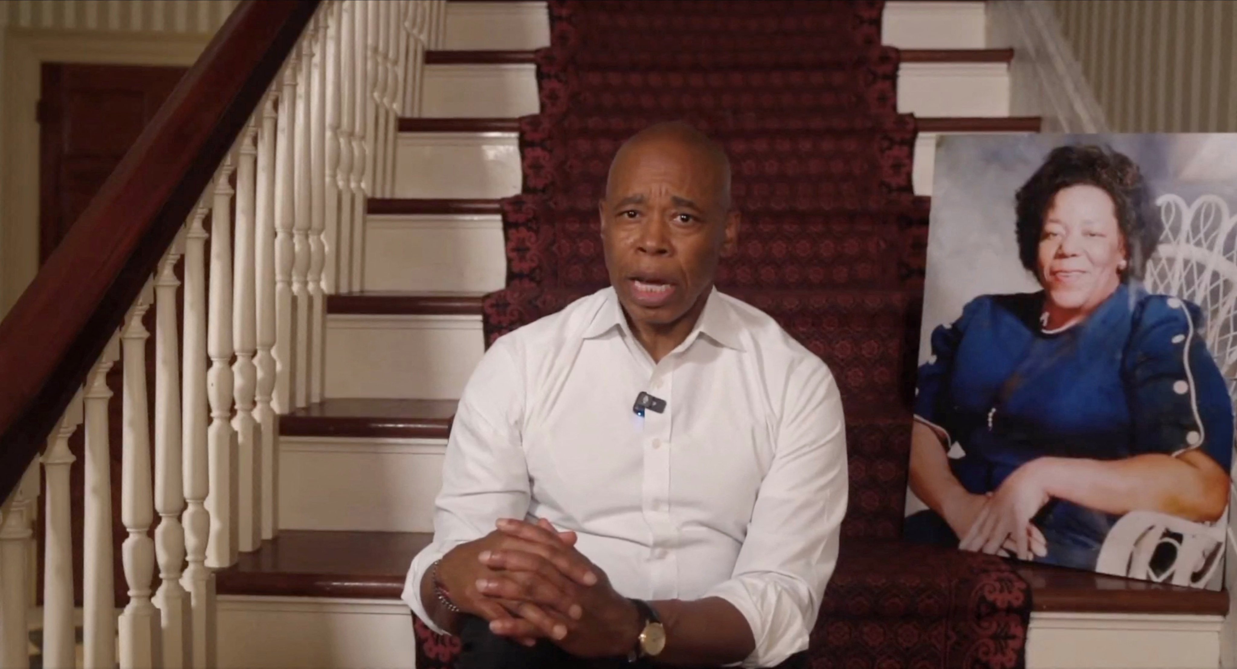 New York City Mayor Eric Adams speaks about dropping his re-election bid, in New York on Sunday. Photo: Eric Adams via X / Handout via Reuters