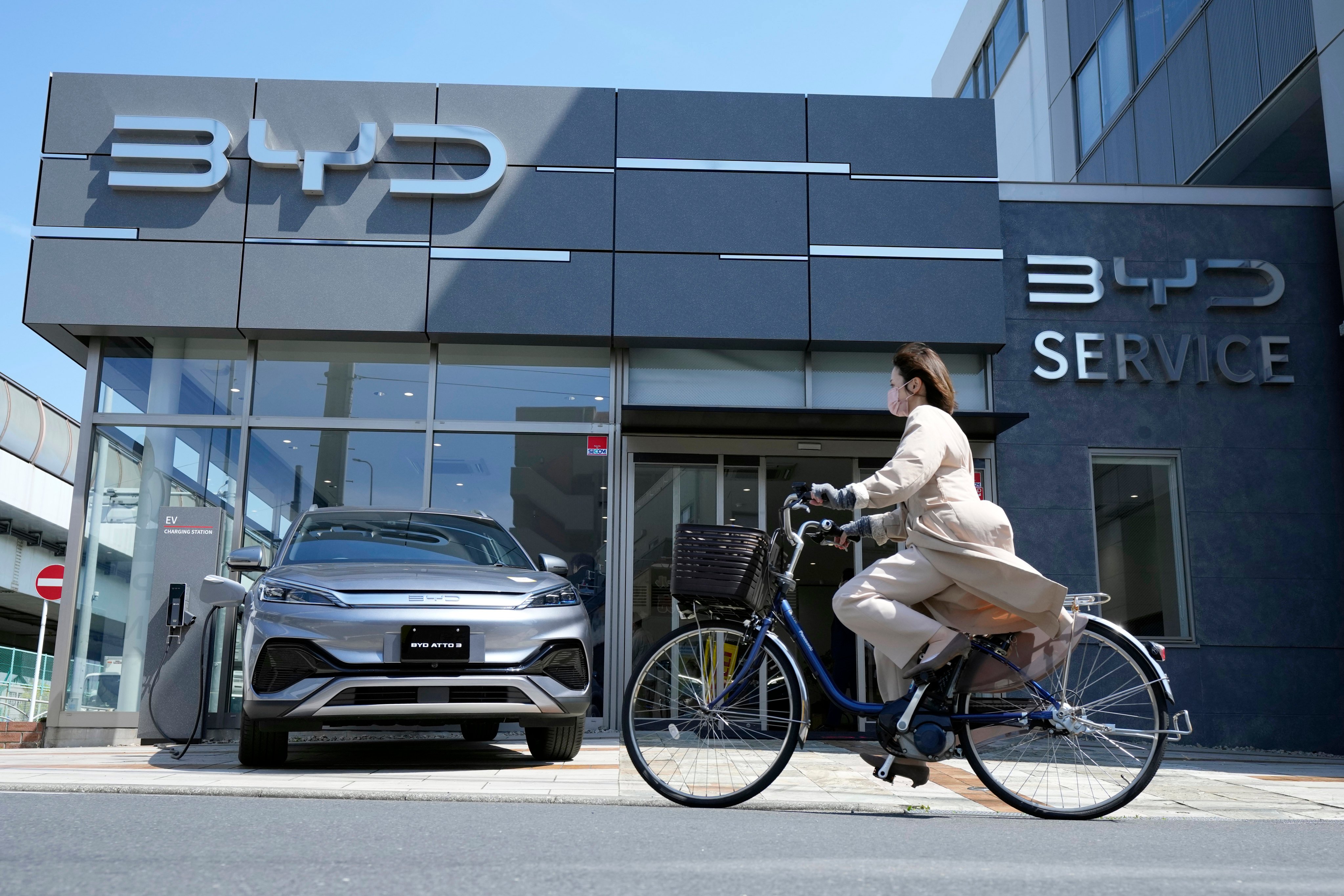 A BYD dealership is seen on April 4, 2023, in Yokohama near Tokyo. Photo: AP Photo