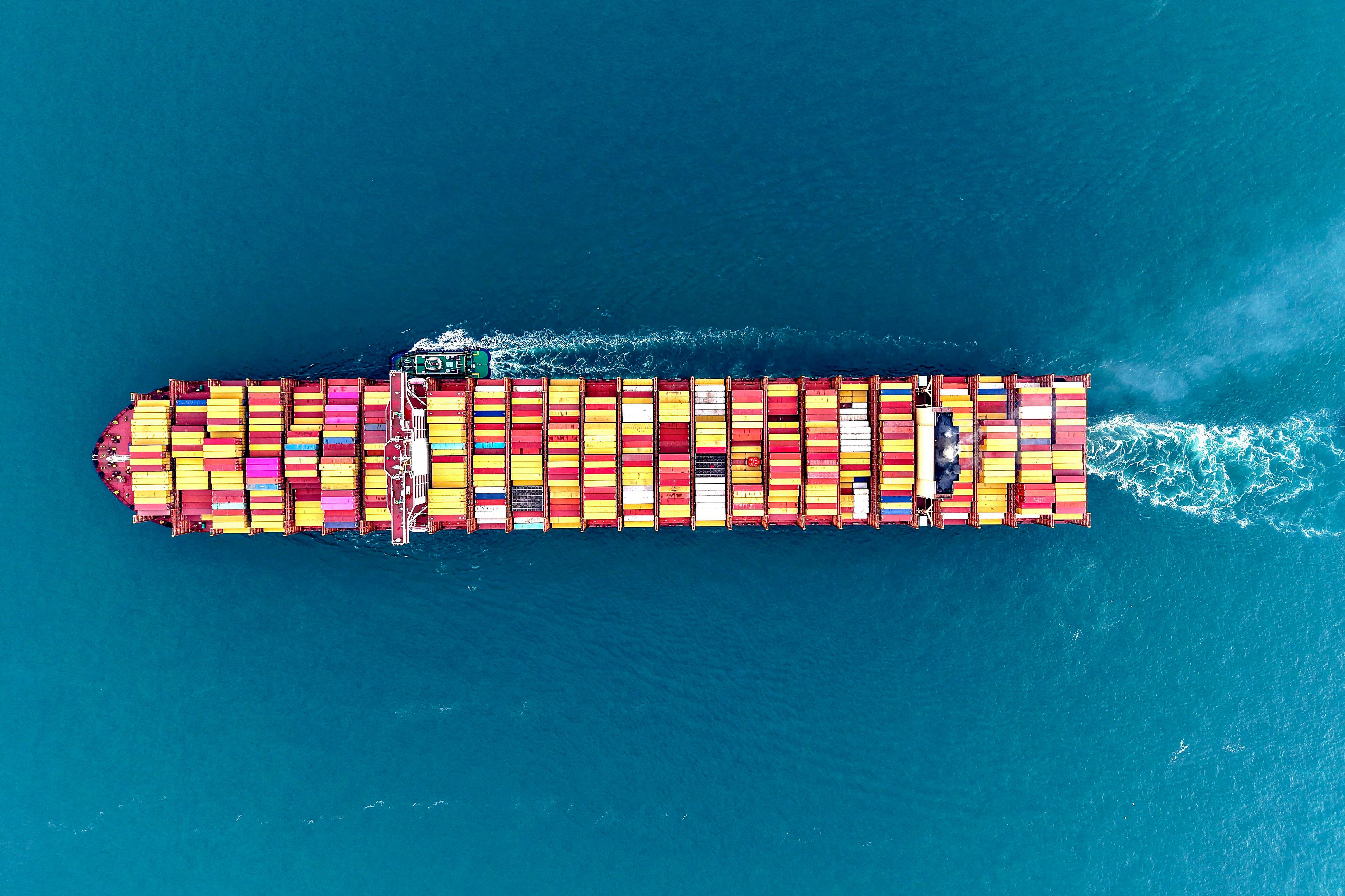 A container ship moves towards its berth at the container terminal of the Port in Qingdao, in China’s Shandong province, on September 24. Photo: AFP