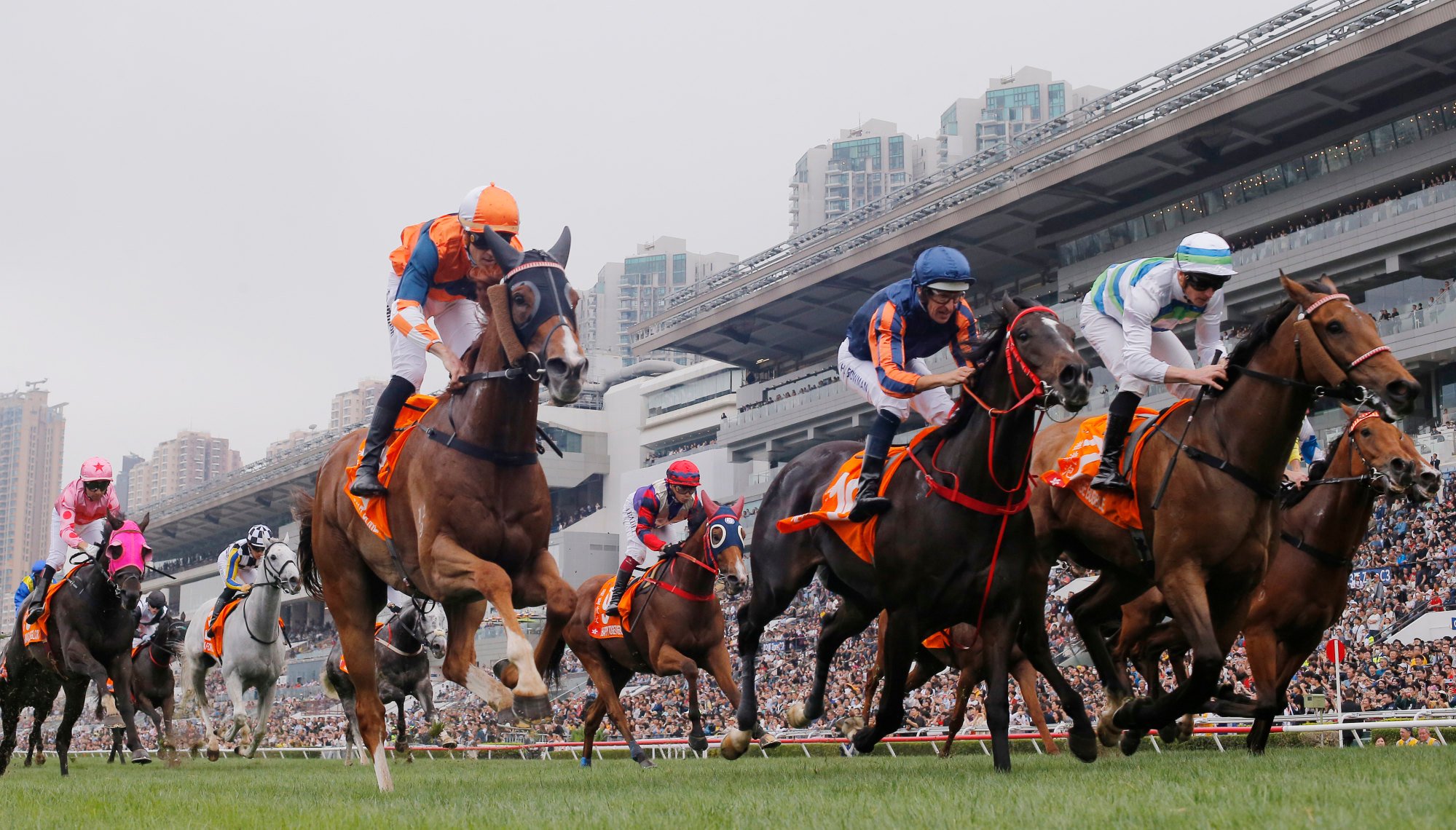 Red Lion (centre) fends off Voyage Bubble (right) in a remarkable finish to last season’s Champions Mile.