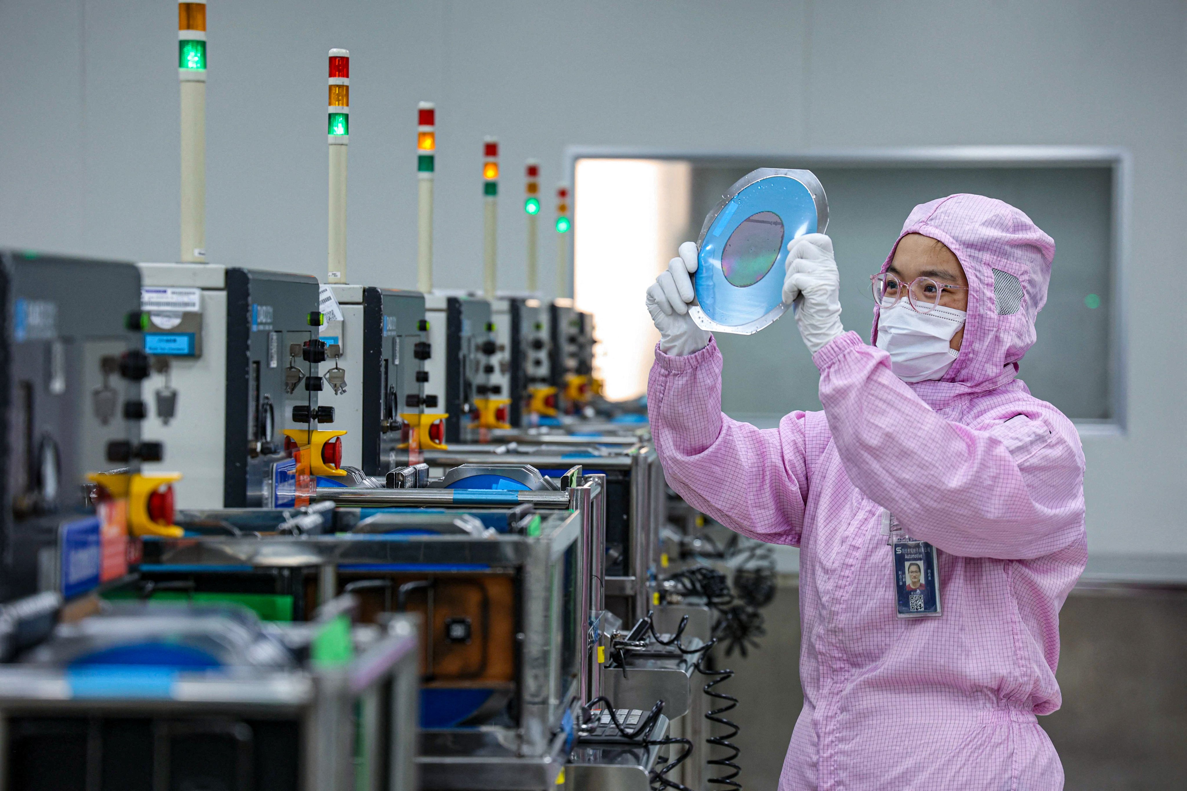 Semiconductor chips being produced for export at a factory in eastern China’s Shandong province. Photo: AFP